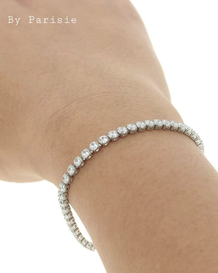 Clear Rhinestone Tennis Bracelet with Cubic Zirconia | Modern Jewelry for Wife