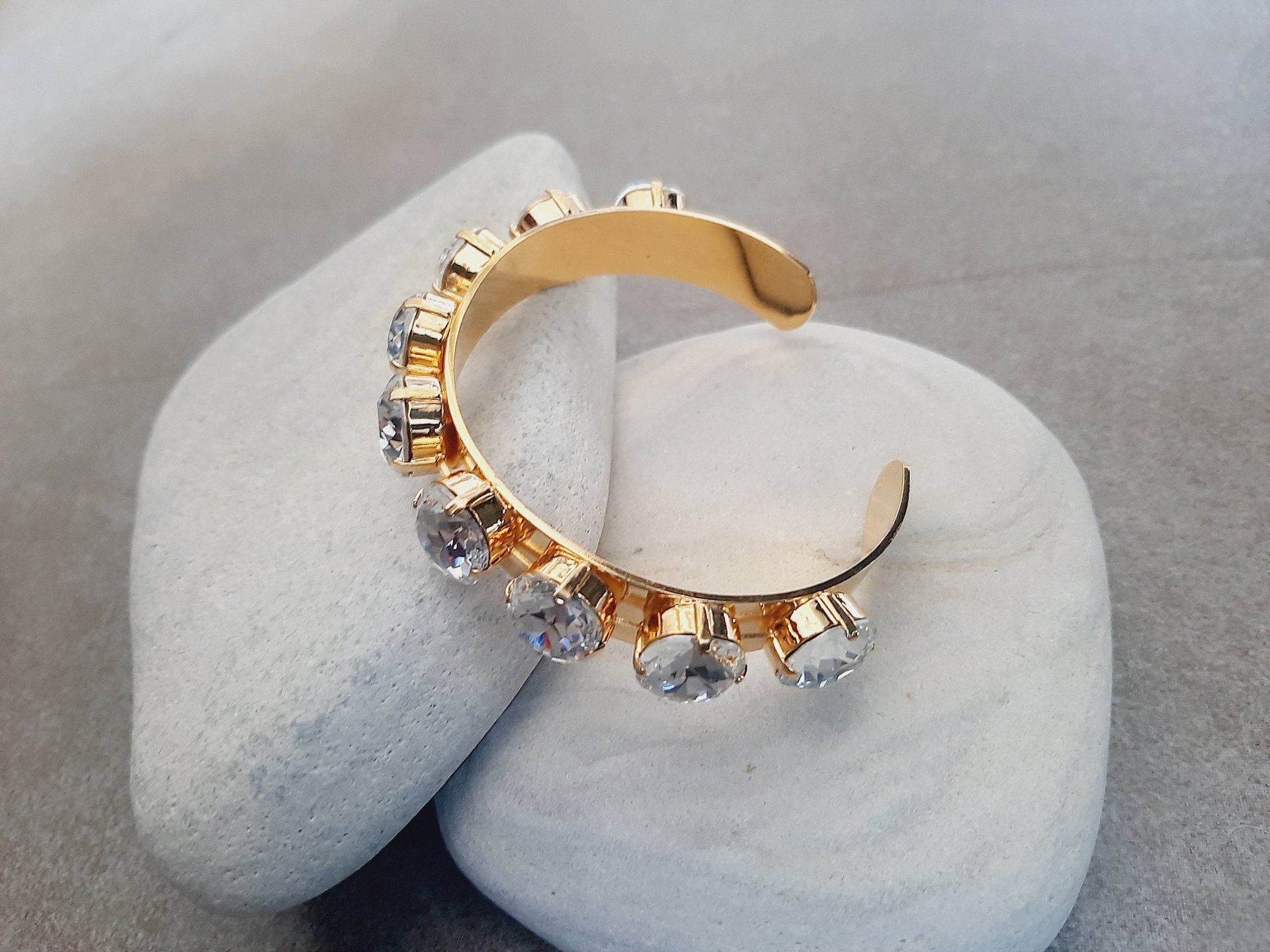 Crystal Clear Cuff Bracelet in Gold