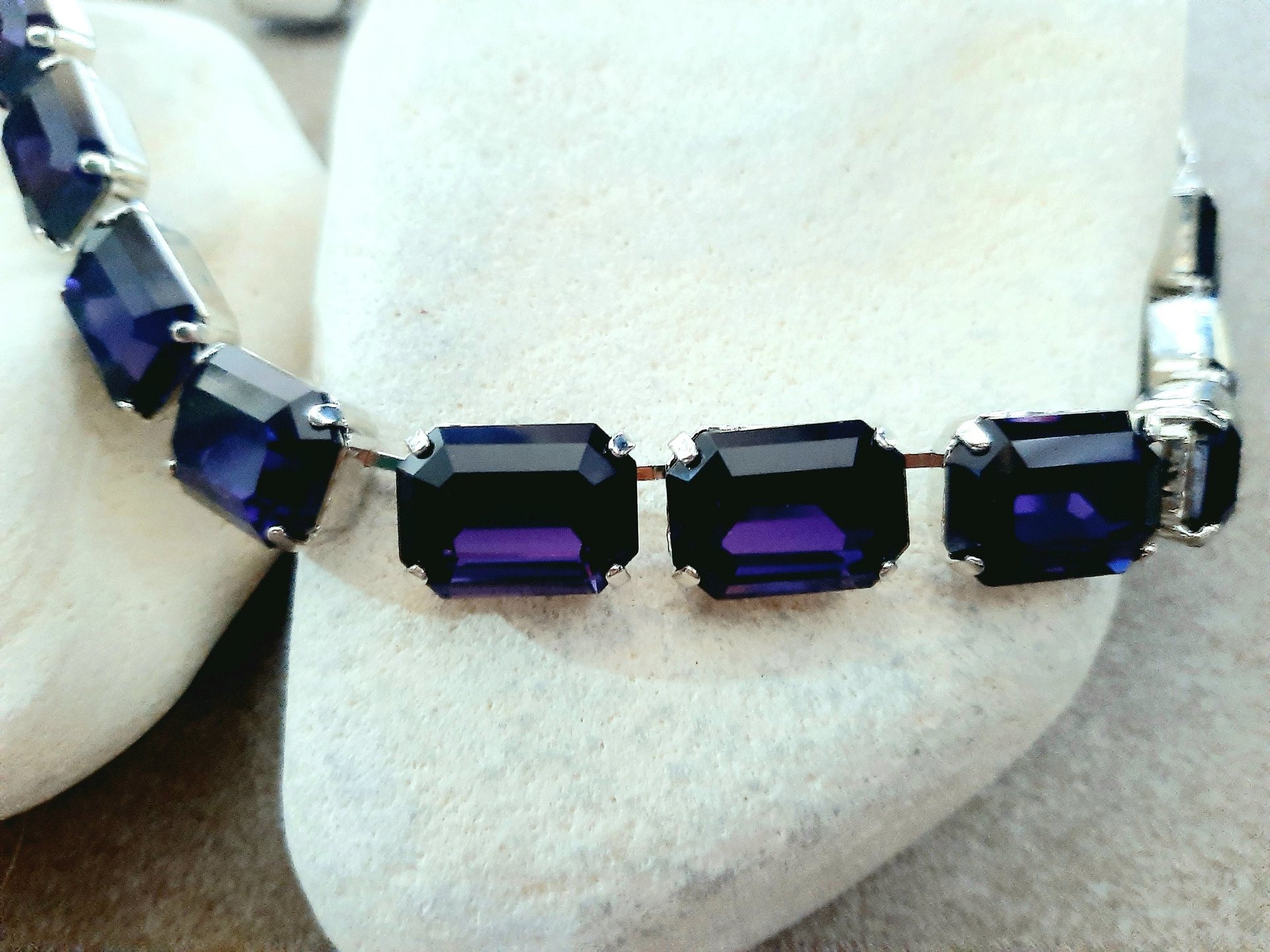 Amethyst Octagon Tennis Necklace in Platinum | Anna Wintour Bib Choker