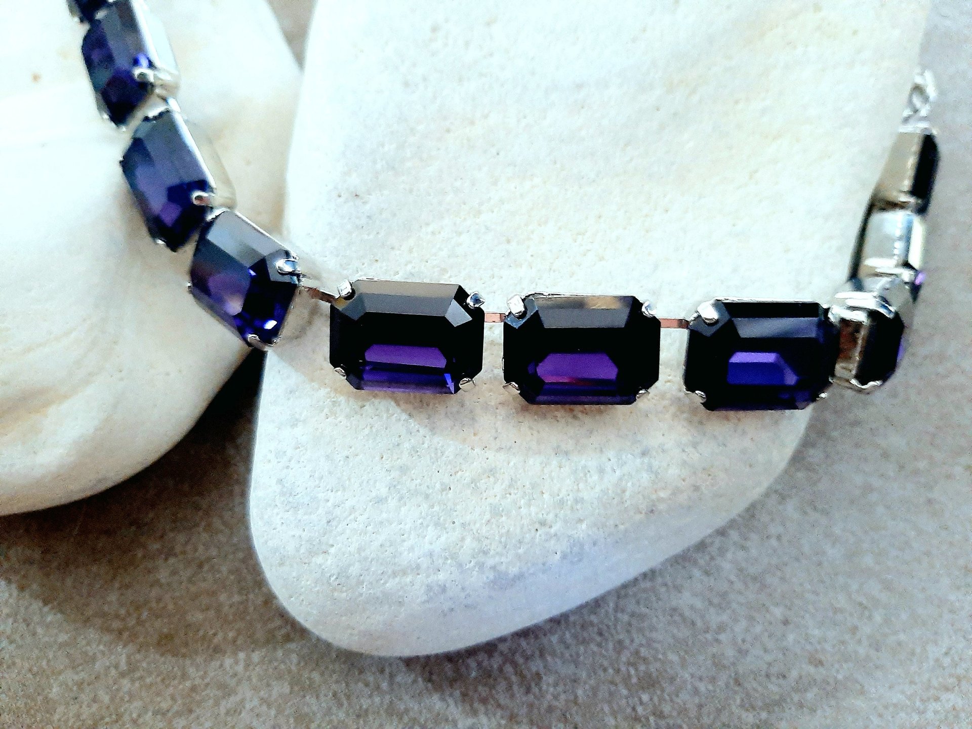 Amethyst Octagon Tennis Necklace in Platinum | Anna Wintour Bib Choker