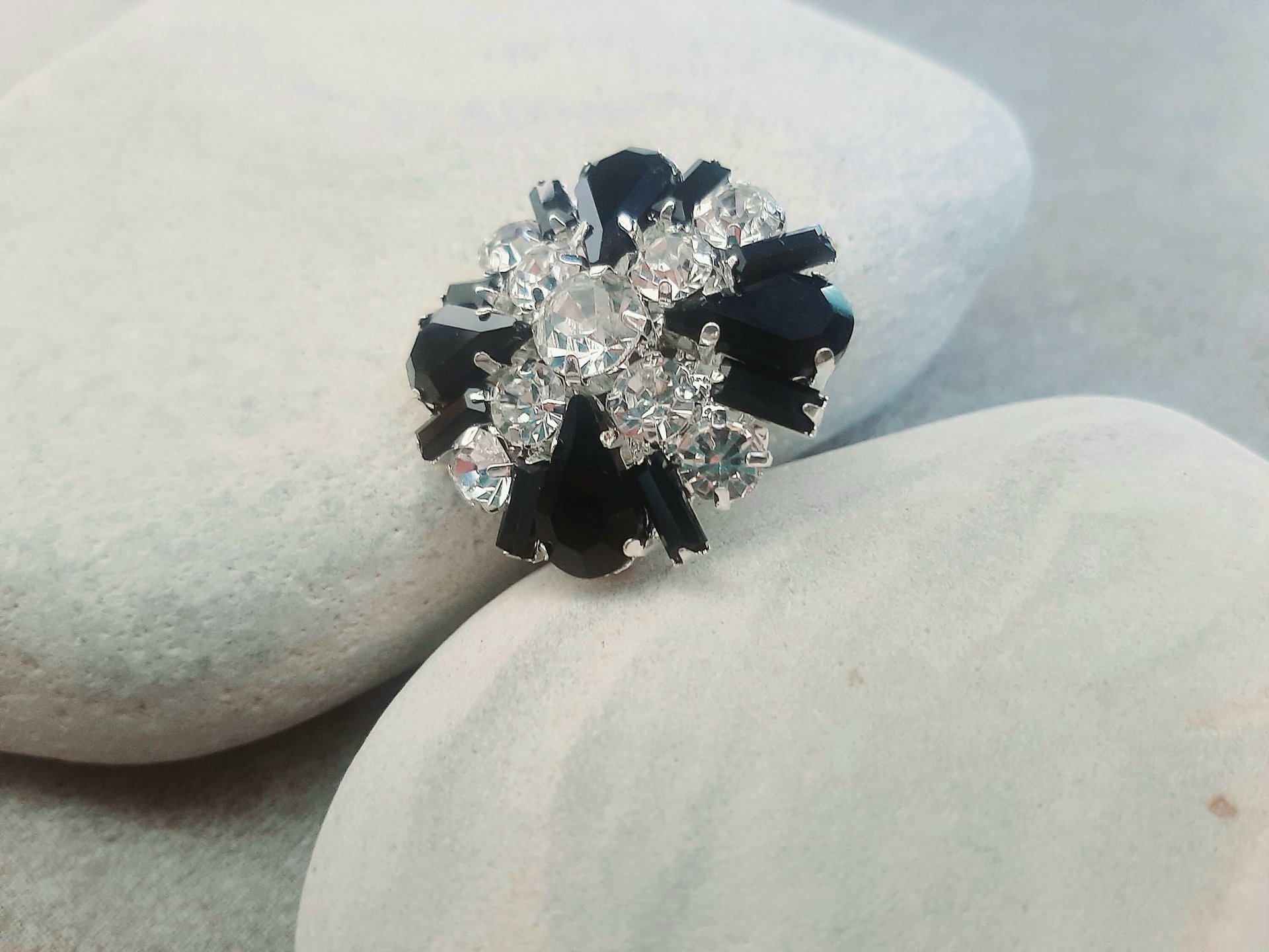 Multi-colored Black Rhinestone Brooch | Coat Brooches 