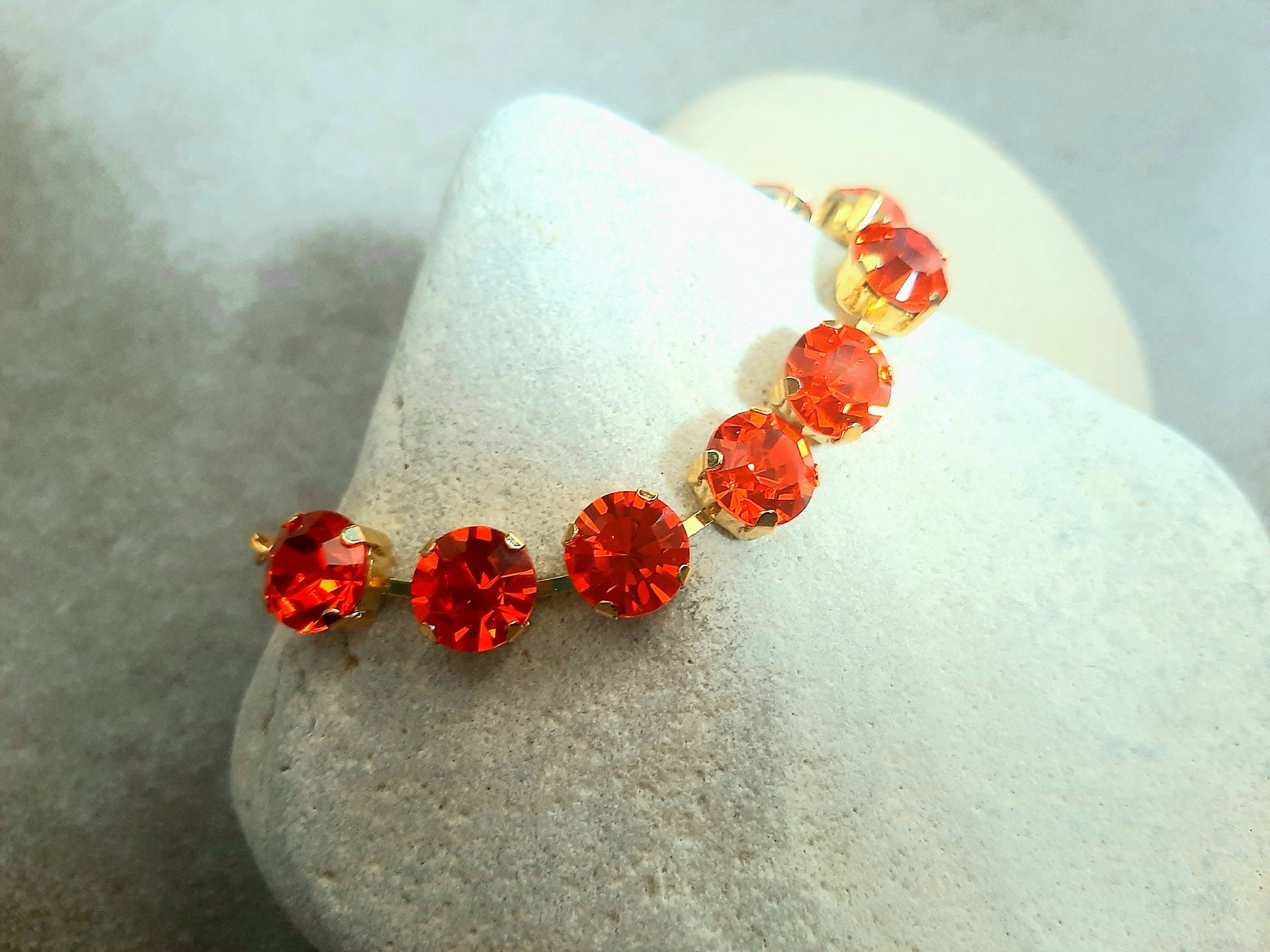 Hyacinth Orange Tennis Bracelet in Gold | Crystal Jewellery for Women