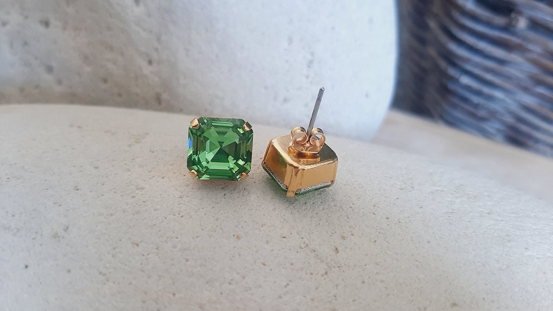 Peridot August Birthstone Post Earrings - Handmade Gifts