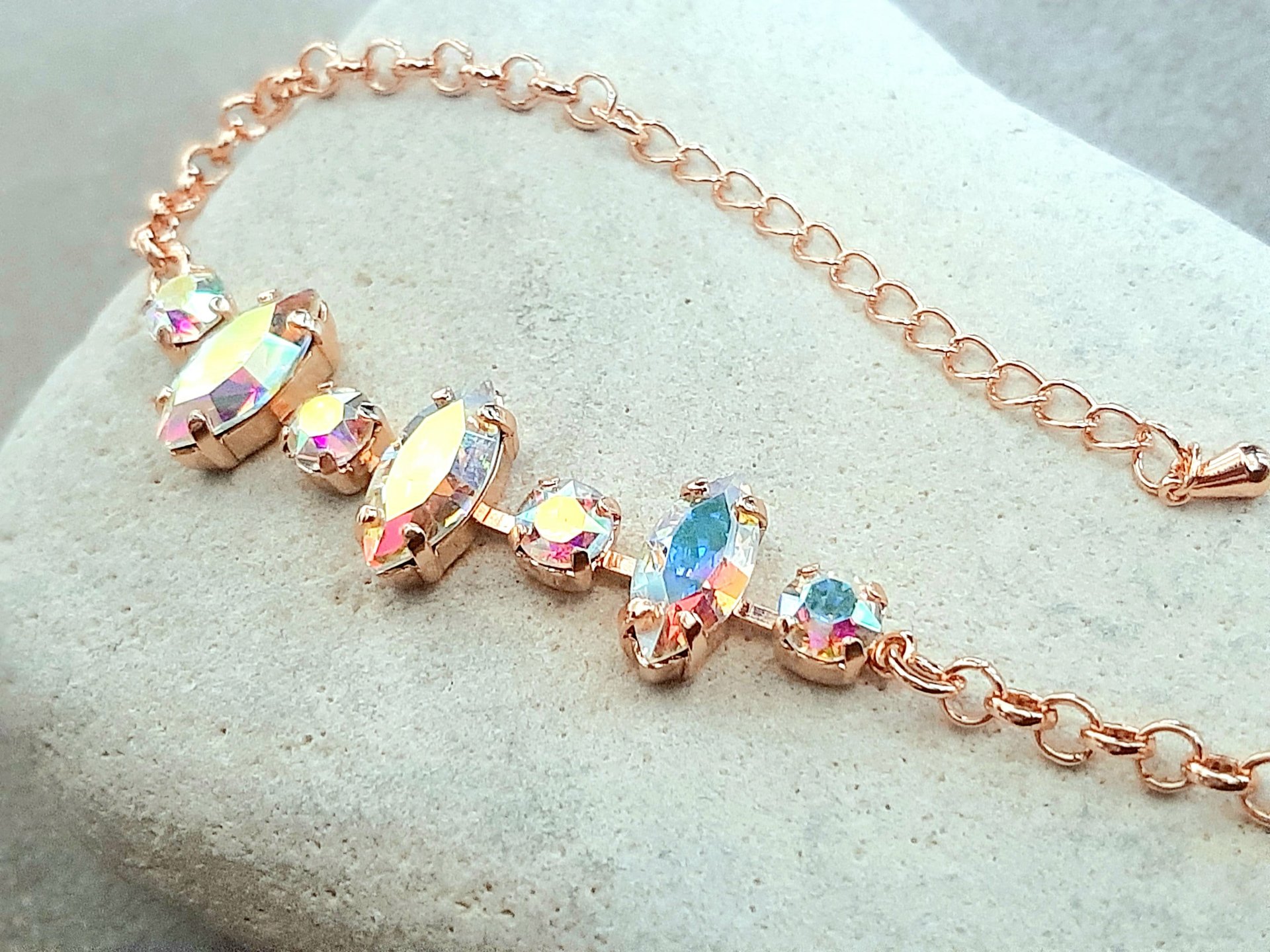 Aurora Borealis Marquise Chain Bracelet | Summer Jewelry - Gift for Mum