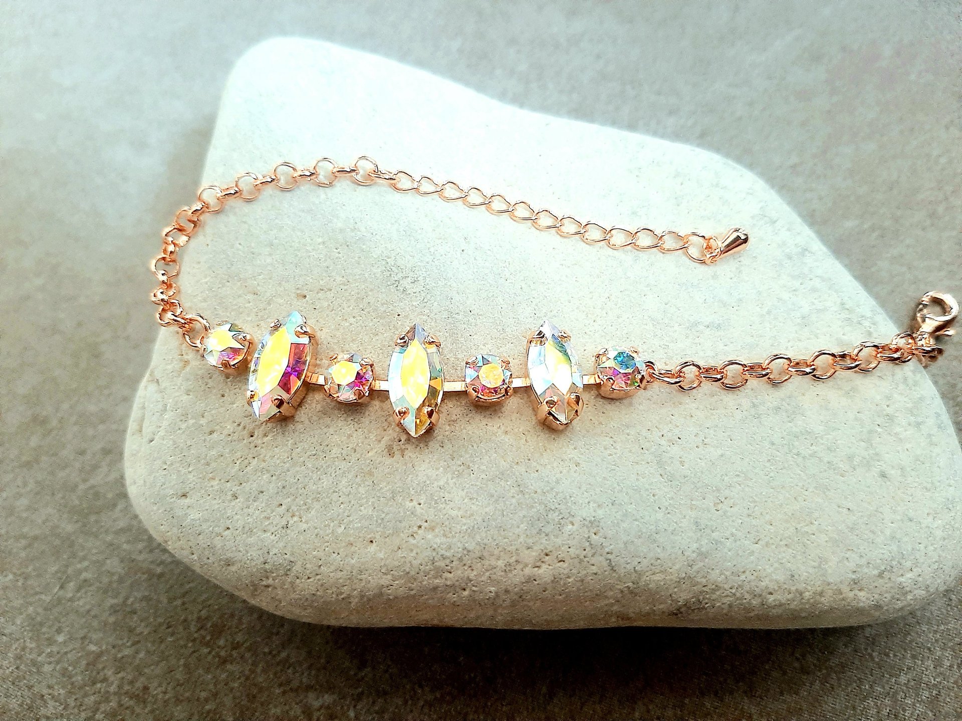 Aurora Borealis Marquise Chain Bracelet | Summer Jewelry - Gift for Mum