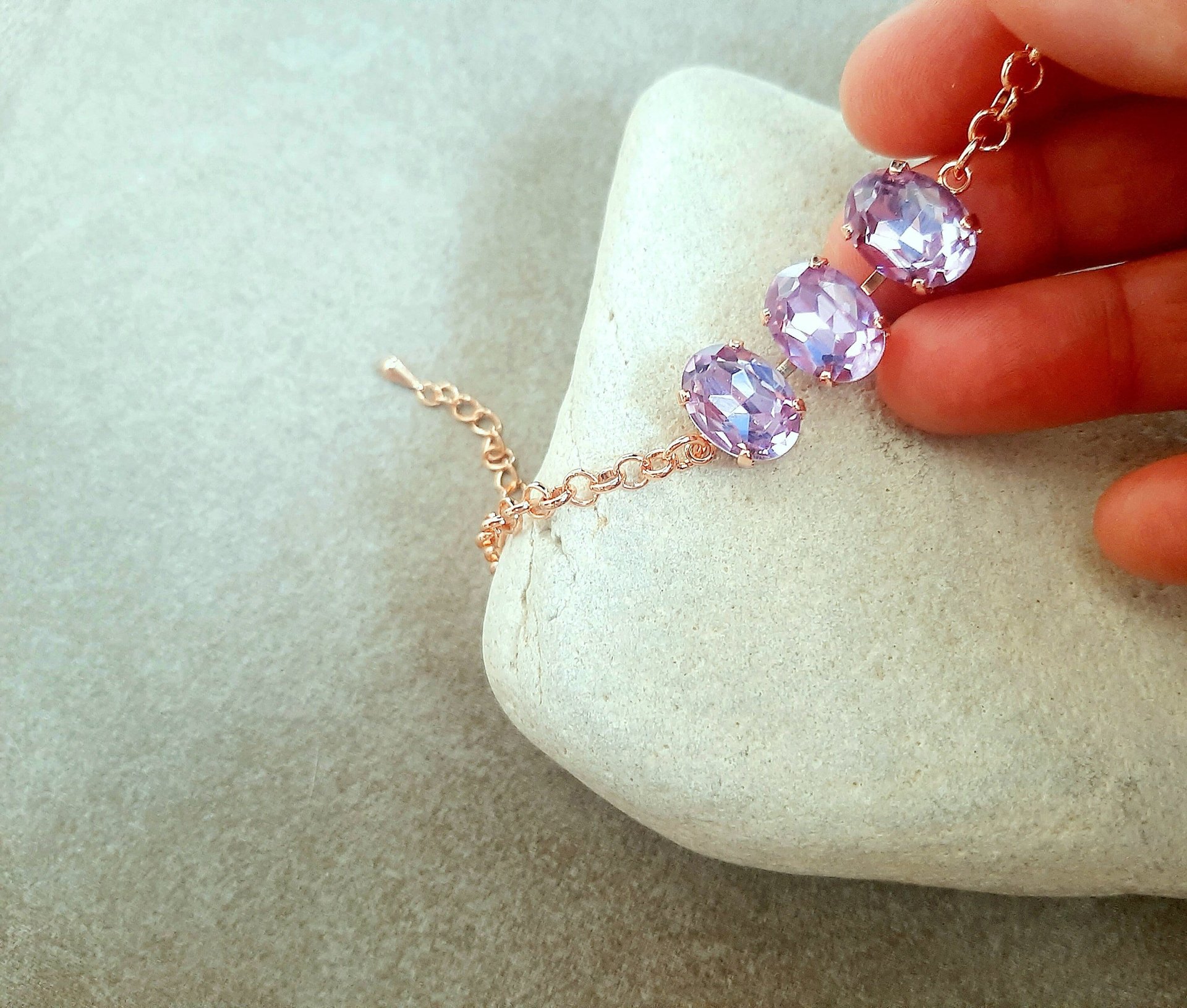 Pale Purple Crystal Chain Bracelet