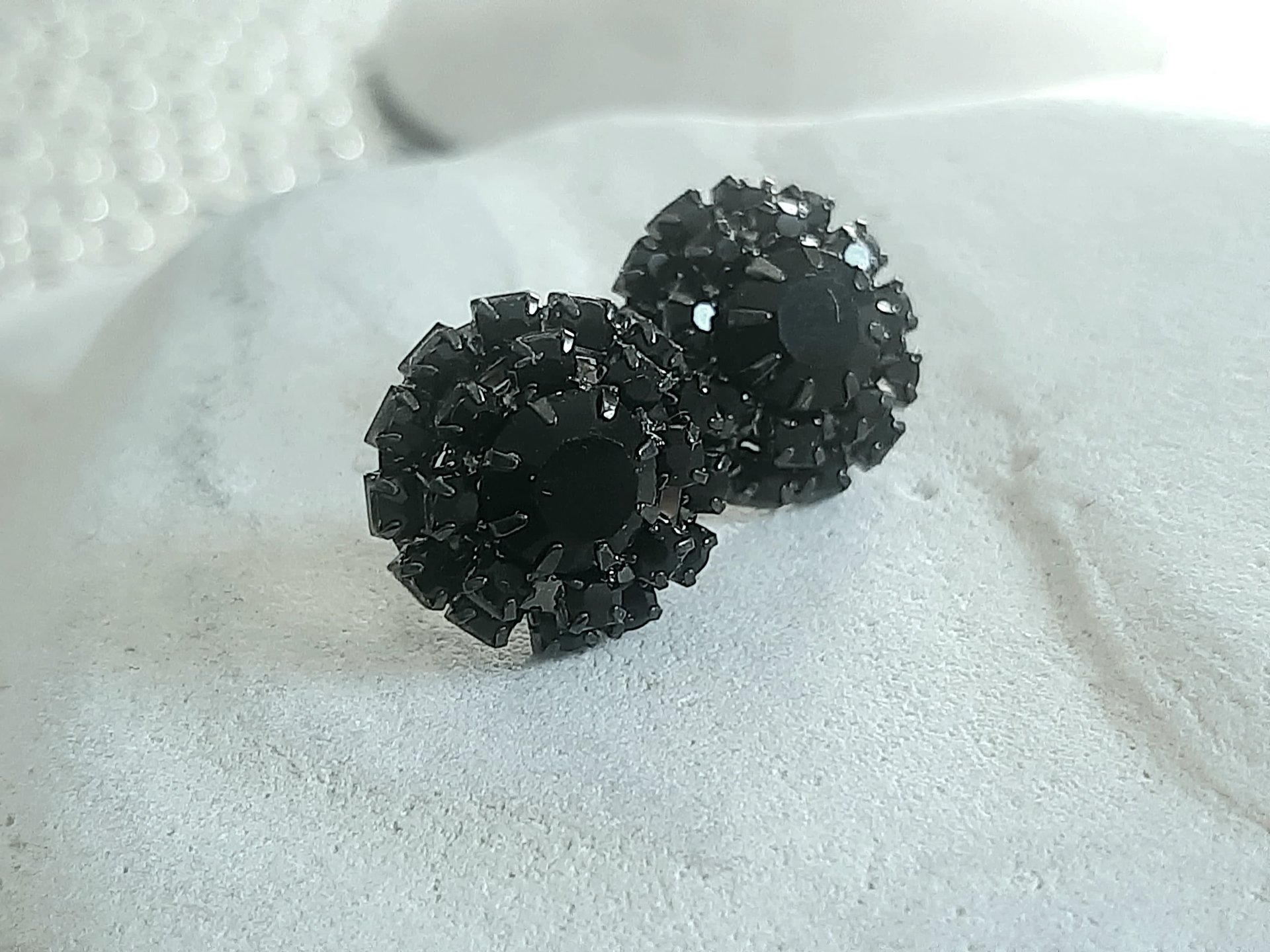 Black Halo Earrings in Gunmetal | Bridesmaids Studs