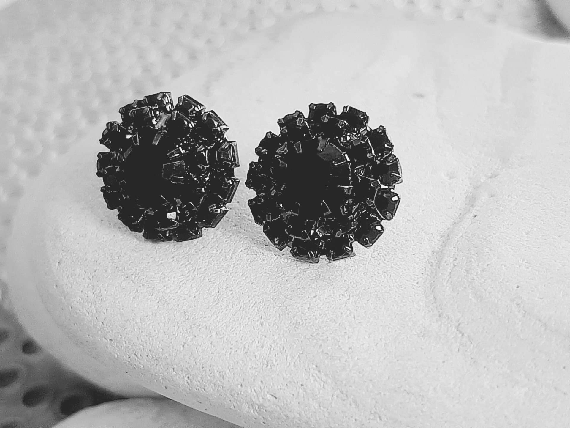 Black Halo Earrings in Gunmetal | Bridesmaids Studs