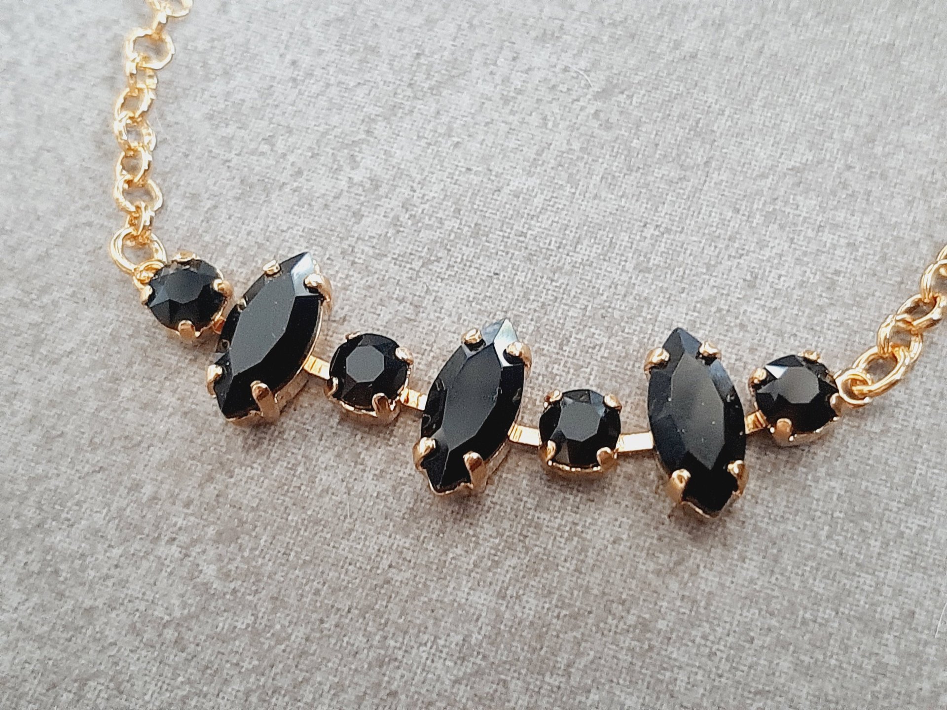 Black Navette Crystal Tennis Bracelet | Layering Jewelry