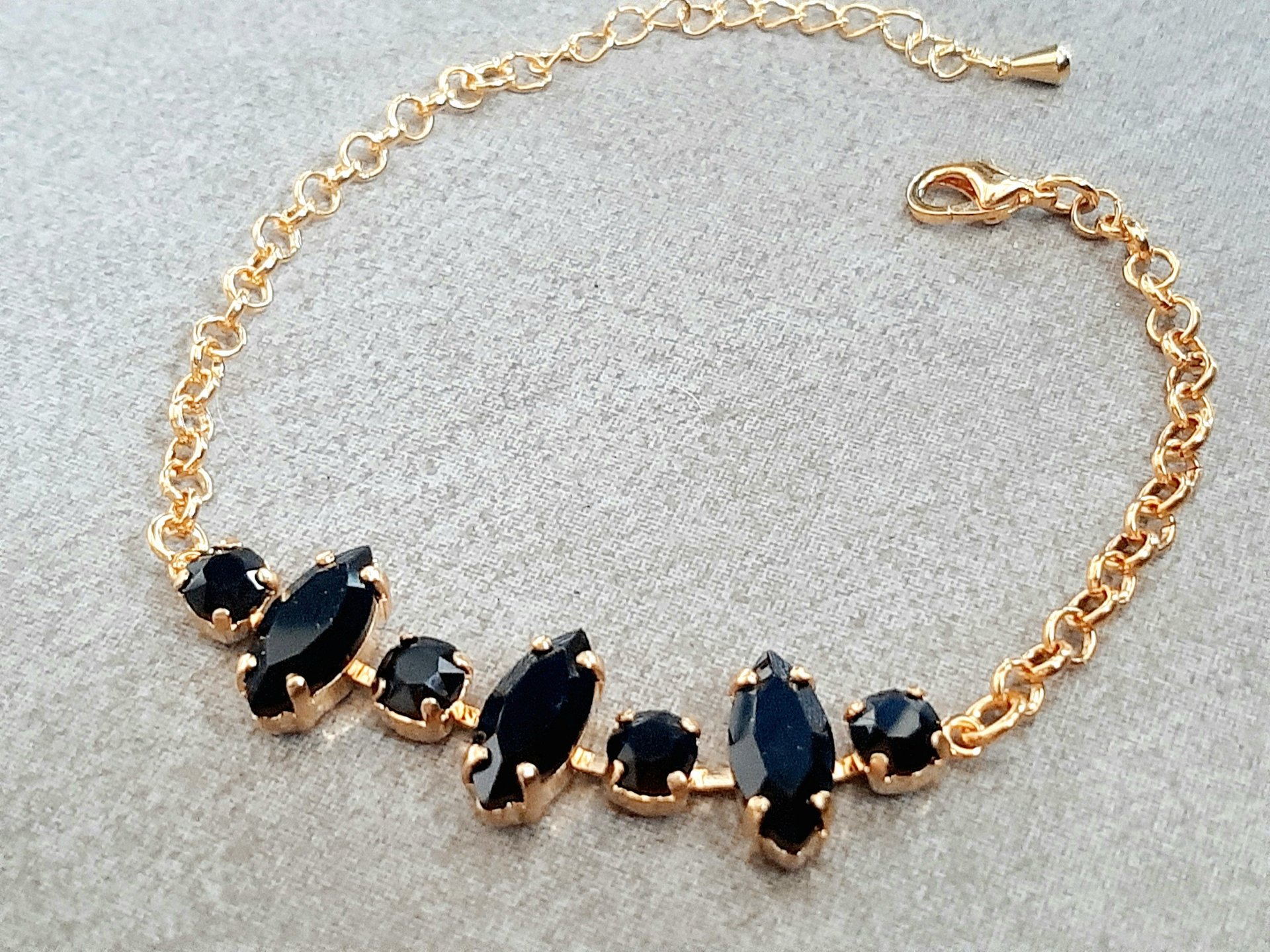 Black Navette Crystal Tennis Bracelet | Layering Jewelry