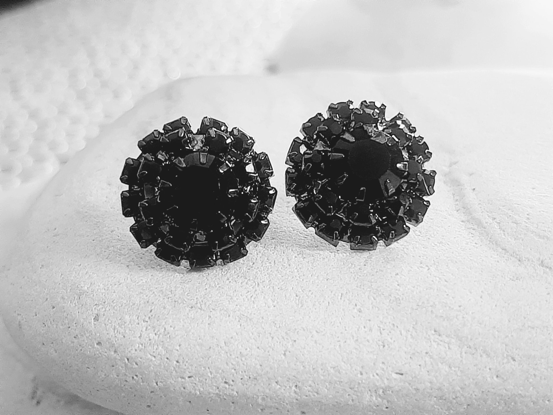 Black Halo Earrings in Gunmetal | Bridesmaids Studs