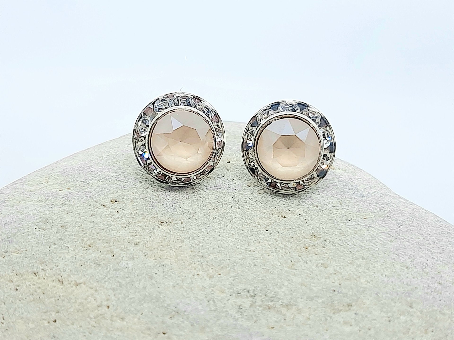 Beige Halo Stud Earring Set | Dainty Wedding Day Jewellery 