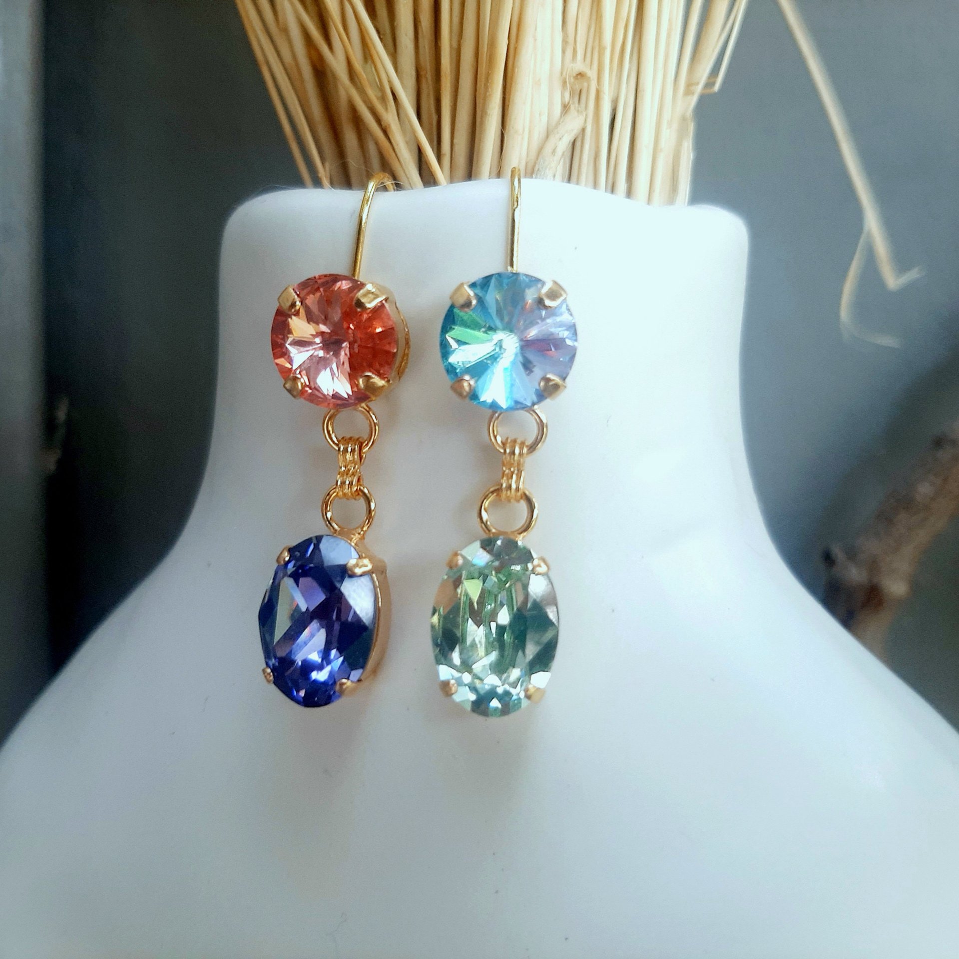 Colorful Mismatched Earrings Set Dangle | Summer Rainbow Party Jewelry 