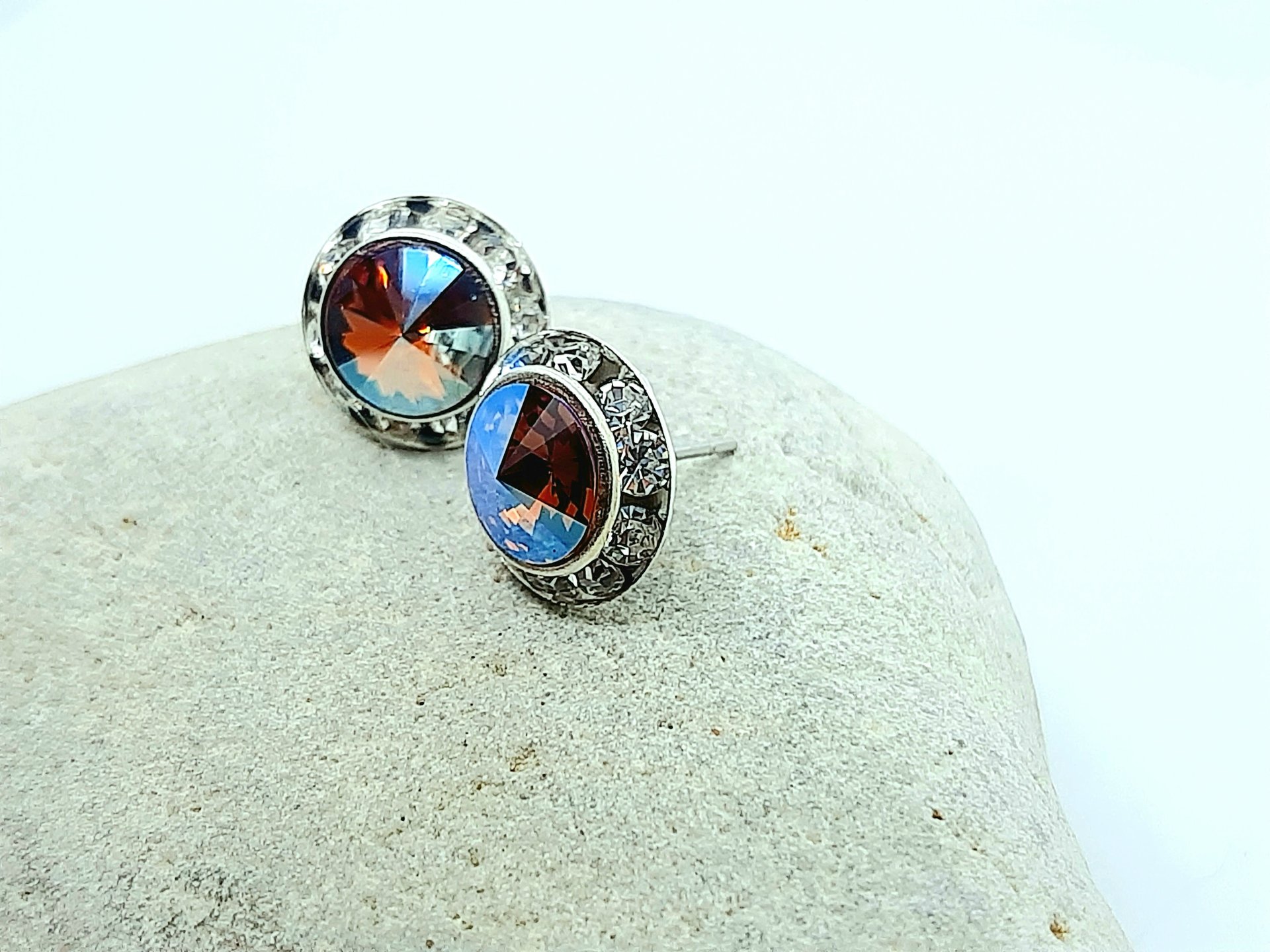 Shimmer Topaz Halo Post Earrings in Stainless Steel | Gift for Daughter