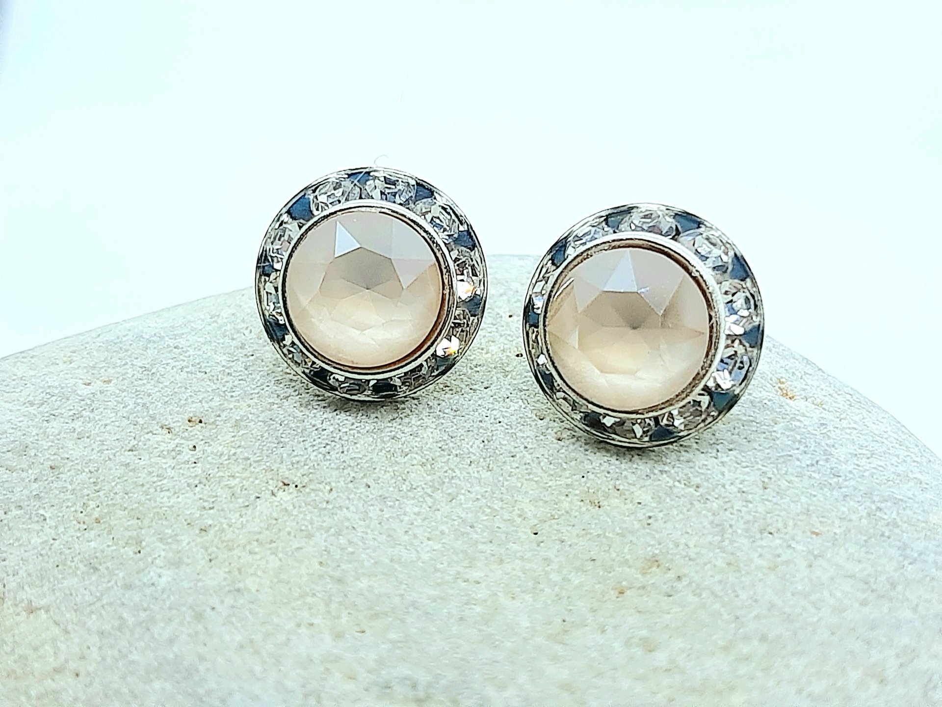 Beige Halo Stud Earring Set | Dainty Wedding Day Jewellery 