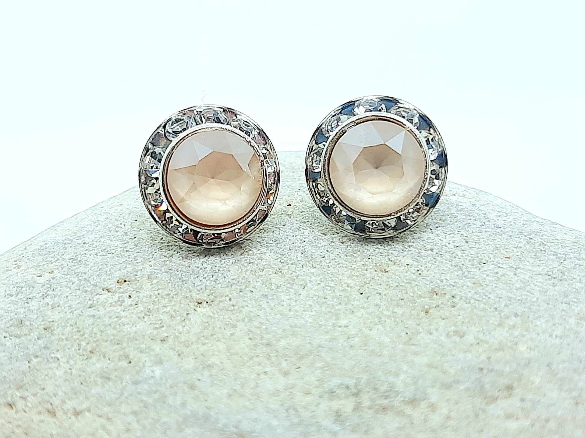 Beige Halo Stud Earring Set | Dainty Wedding Day Jewellery 