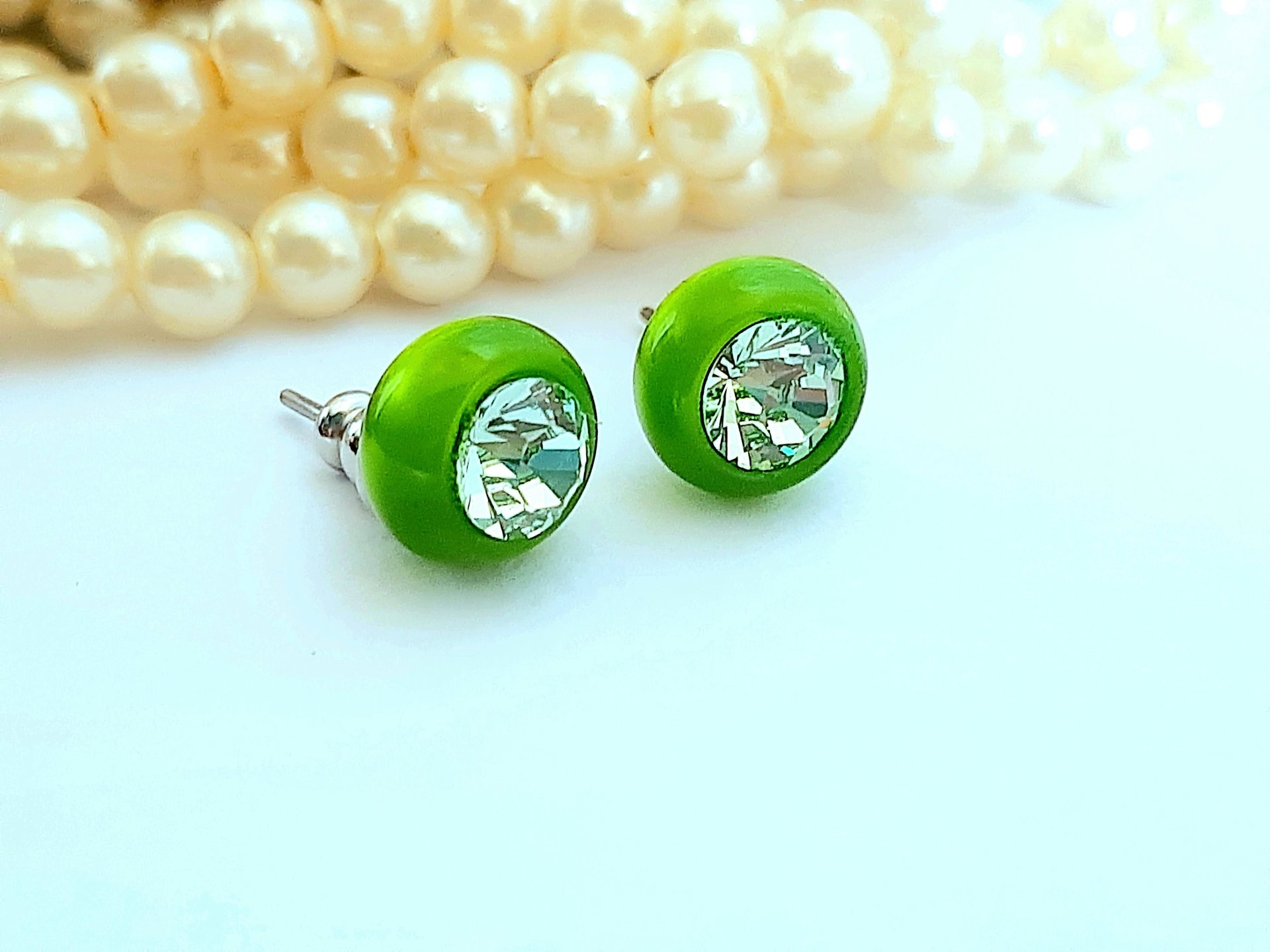 Fern Green Crystal Ball Earrings | Gift for Girls