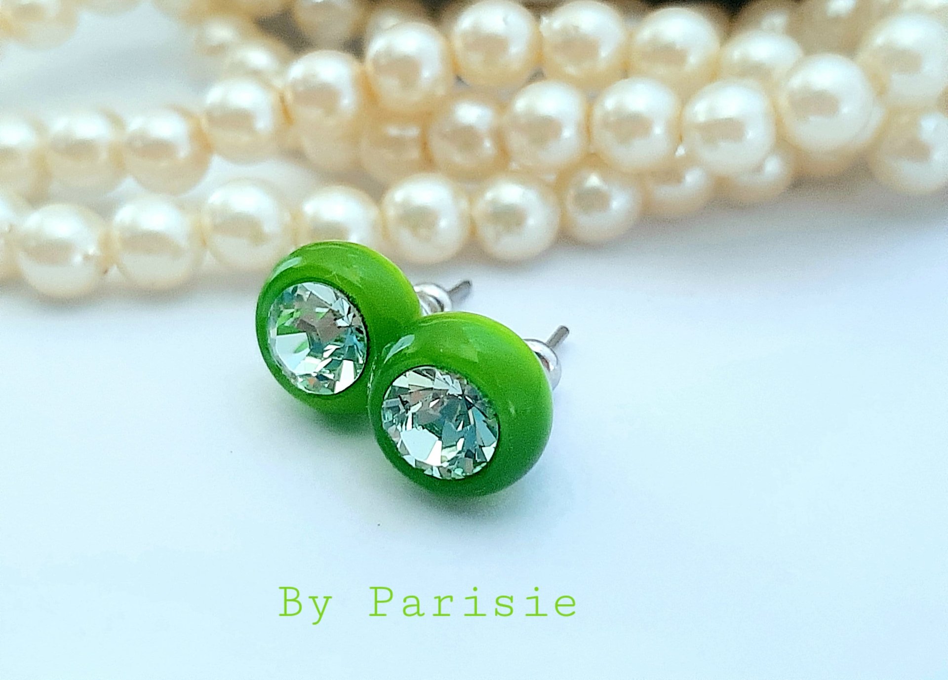 Fern Green Crystal Ball Earrings Gift for Girls