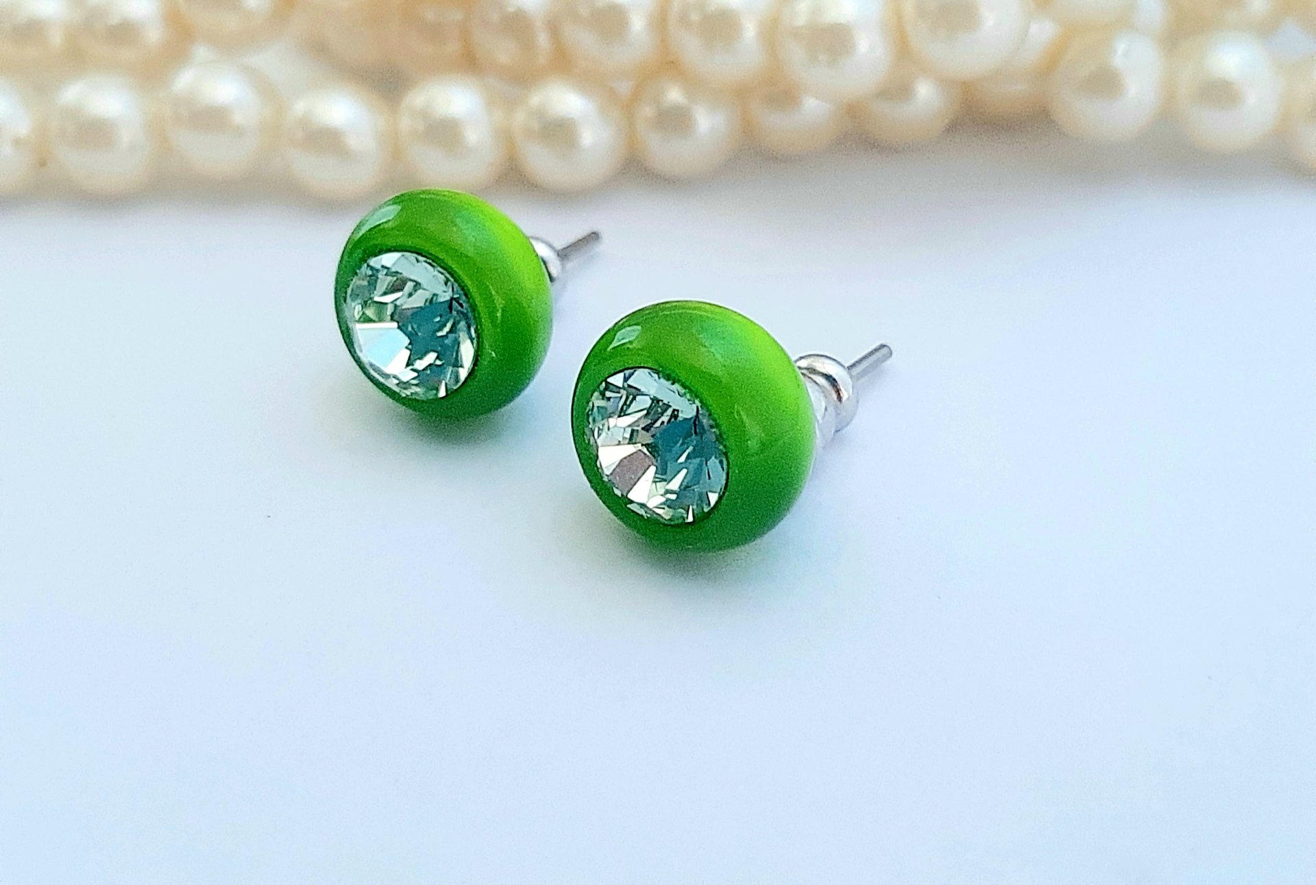 Fern Green Crystal Ball Earrings | Gift for Girls