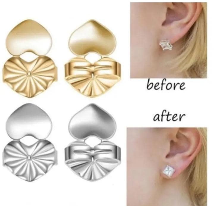 Earring Lifter Backs for Heavy Earrings | Stainless steel Earring Support for Stretched Ear lobs