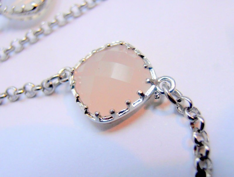 Dainty Pastel Colors Crystal Chain Bracelet / Minimalist Stacking Jewelry / Valentine's Day Gift