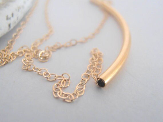 Layered Gold filled Tube Necklace / Dainty Pendant / Minimalist Charm Necklace /  Gift for her / Simple Everyday Jewelry