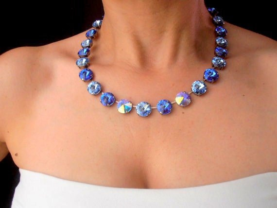 Blue Sapphire Crystal Tennis Necklace | Anna Wintour Style Jewellery