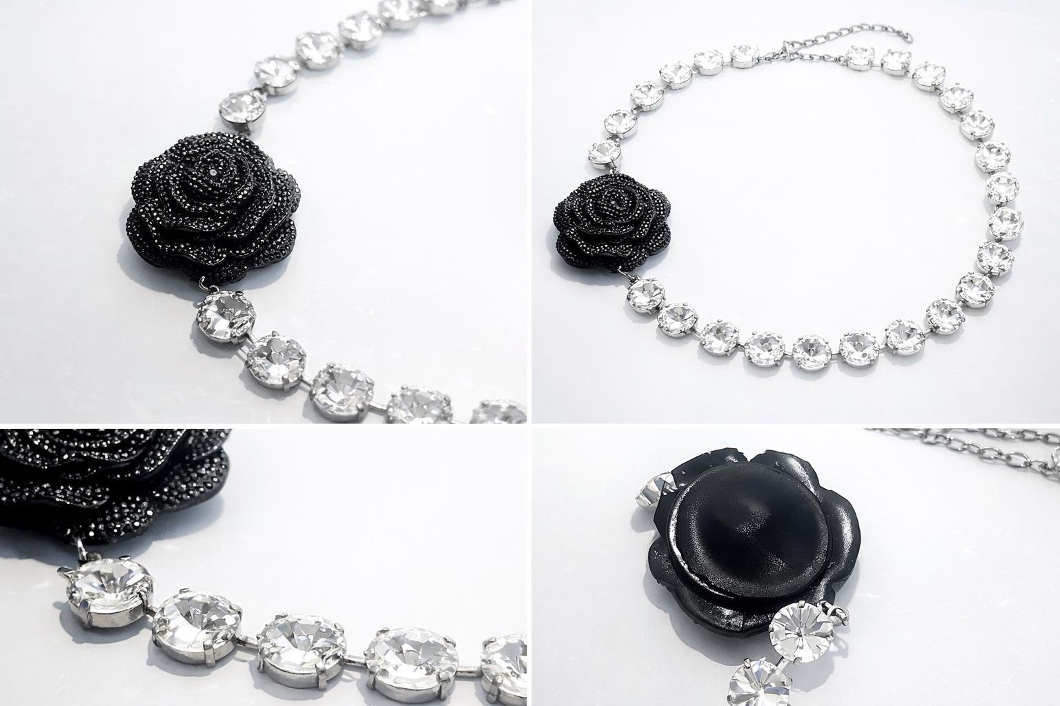 Rose Bud Crystal Choker Necklace | Bridal Statement Jewelry