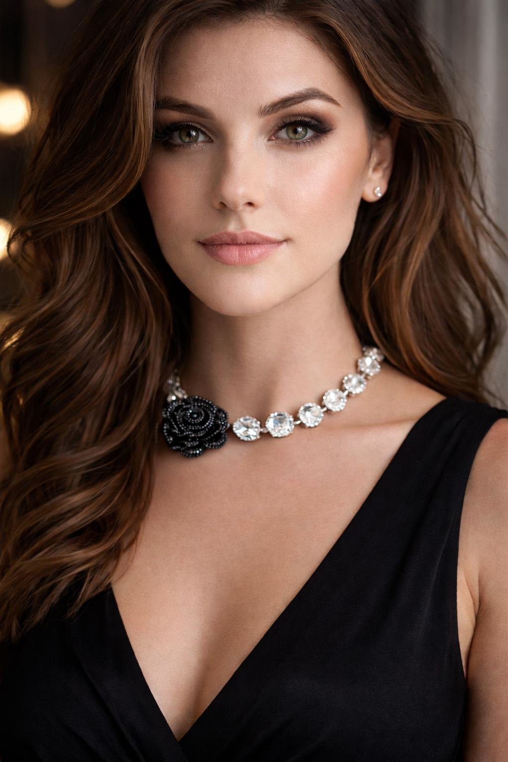 Rose Bud Crystal Choker Necklace | Bridal Statement Jewelry