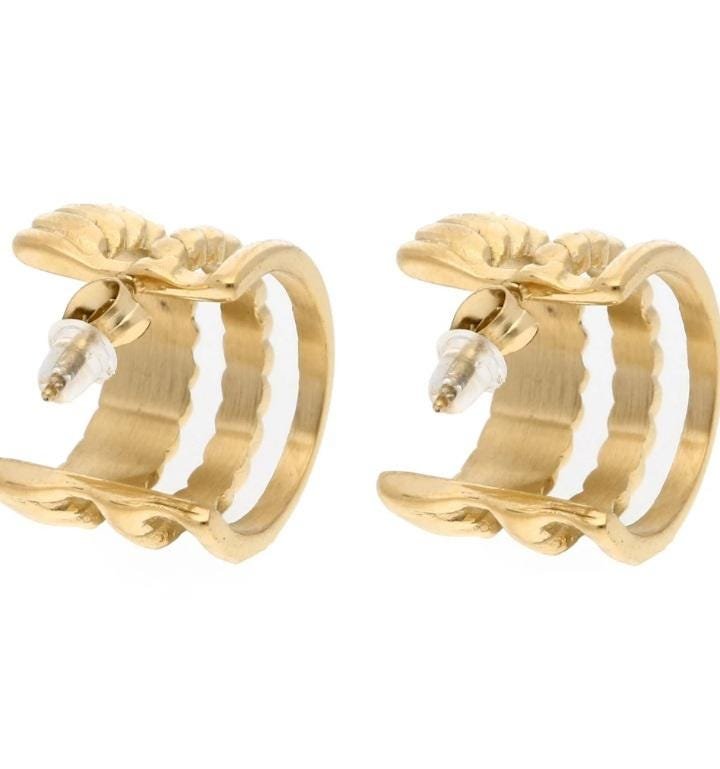 Stainless Steel Double Hoop Earrings in Gold | Modern Jewelry