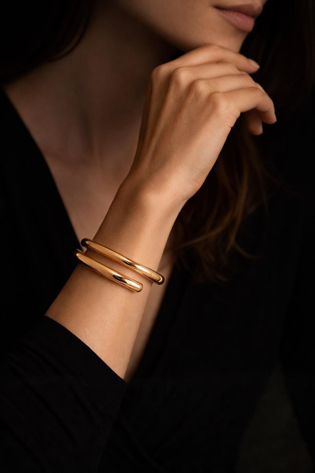 Gold Cuff Bracelet | Gold Stainless Steel Jewelry | Adjustable Bangle