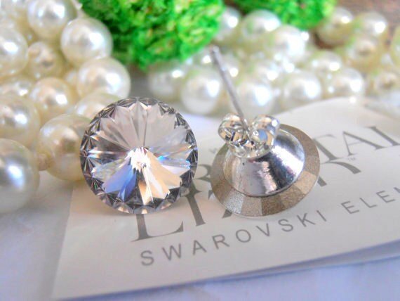 Crystal Clear Rivoli Stud Earrings| Girls Earring Gift