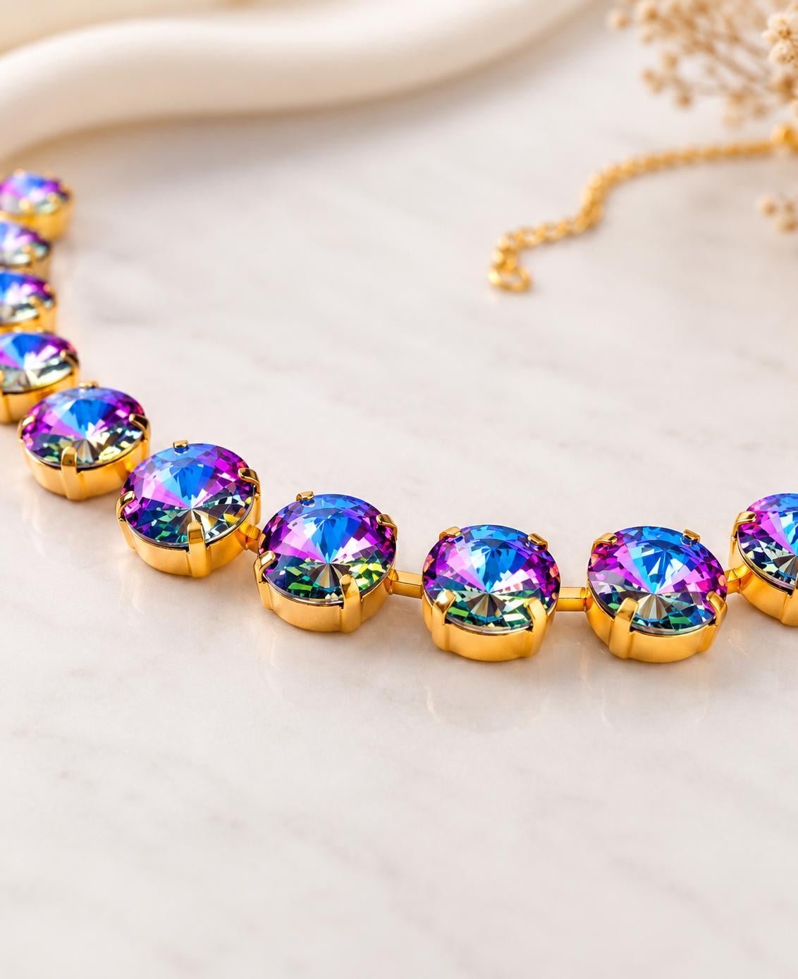 Layered Crystal Necklace with Crystal Charms | Layering Statement Necklace