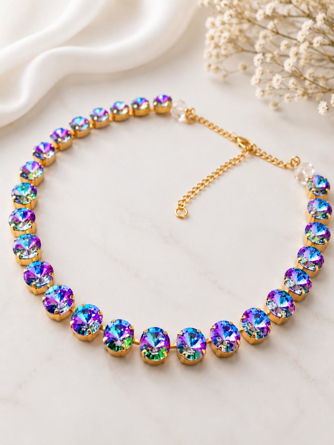 Layered Crystal Necklace with Crystal Charms | Layering Statement Necklace