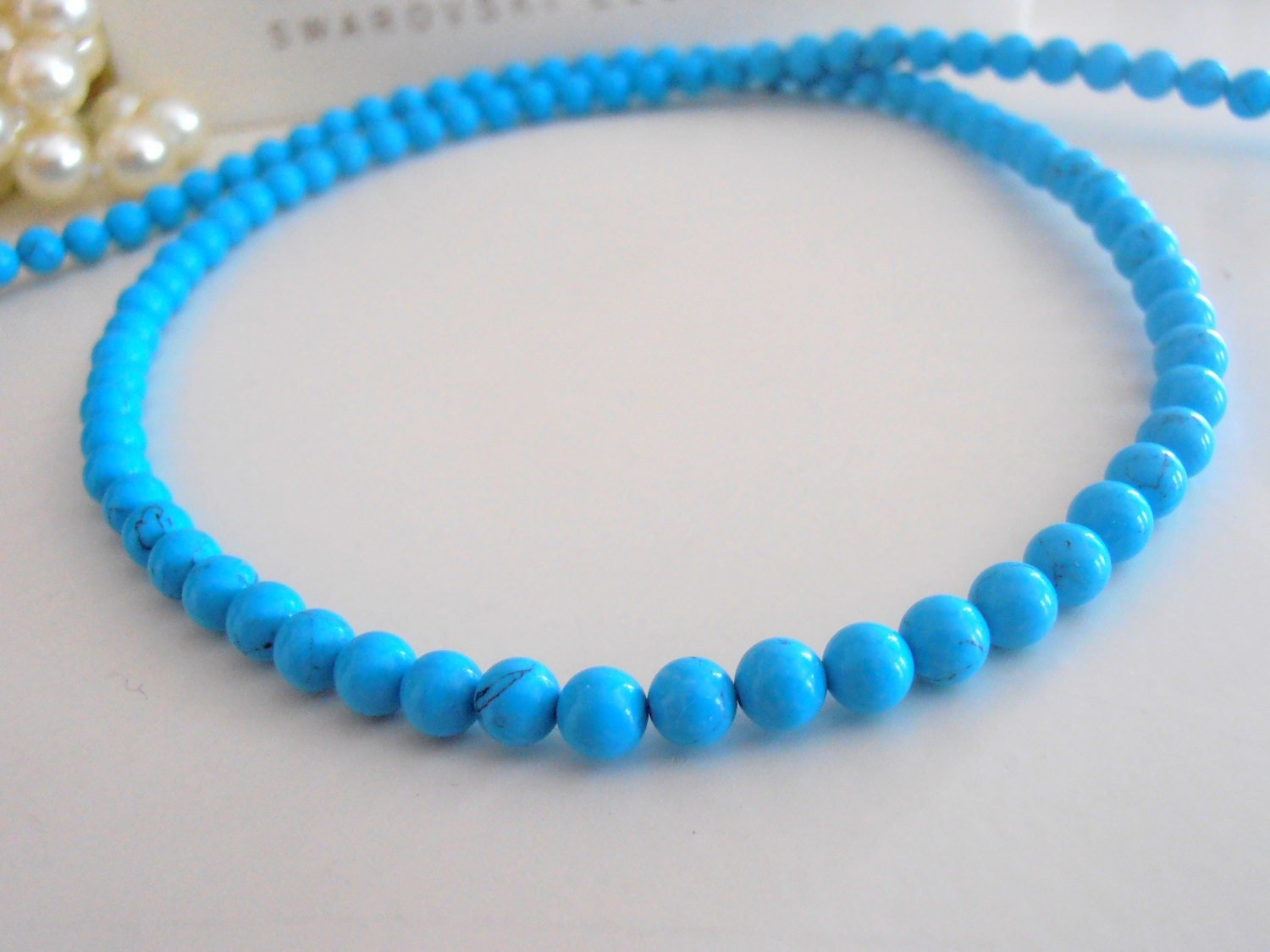 Turquoise Blue Beads Gemstone Necklace Beach Jewelry Dainty Boho Stone Choker for Summer Birthday Gift for Girlfriend