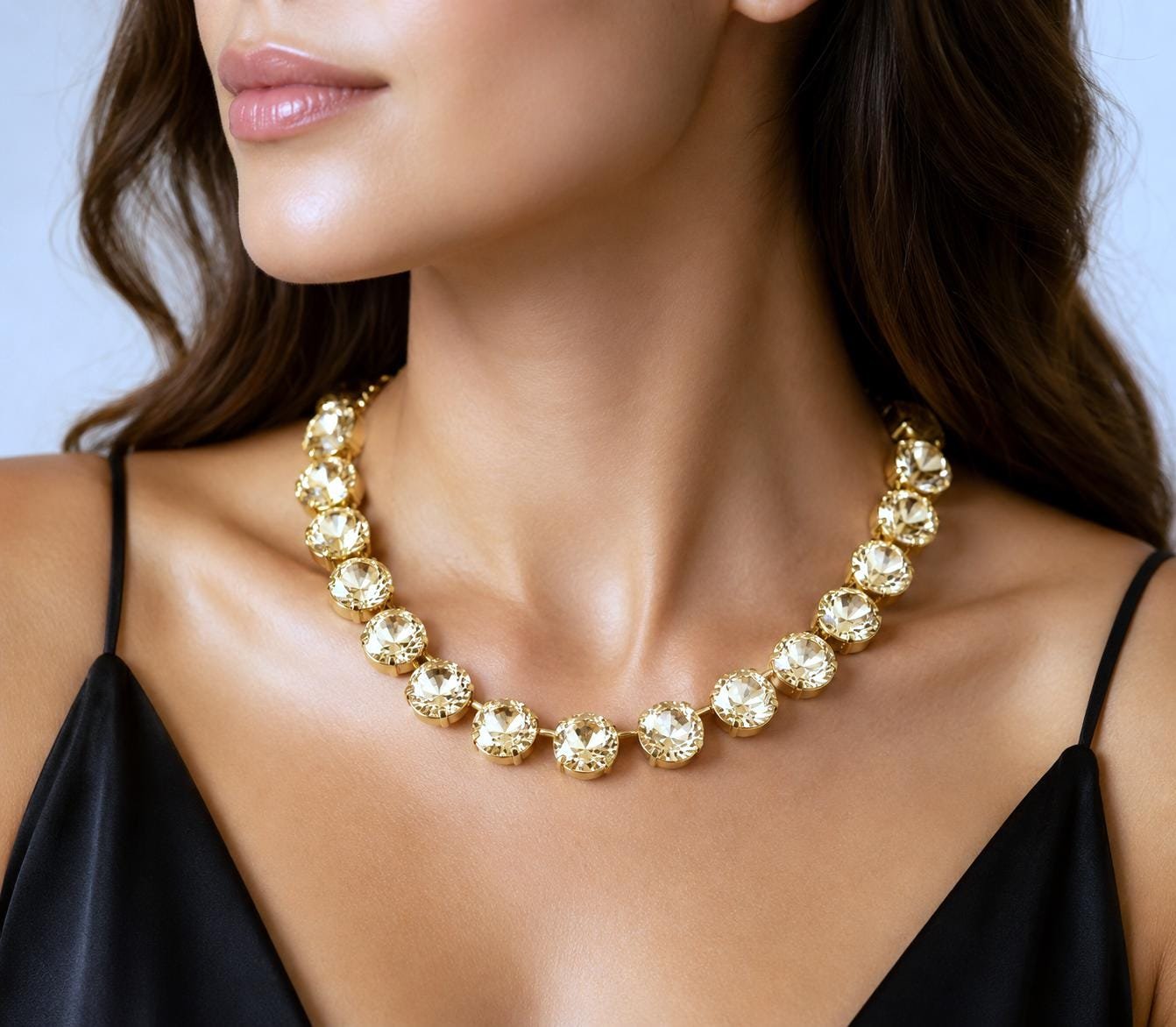Double Strand Swarovski Rivoli Necklace | Anna Wintour Jewelry 