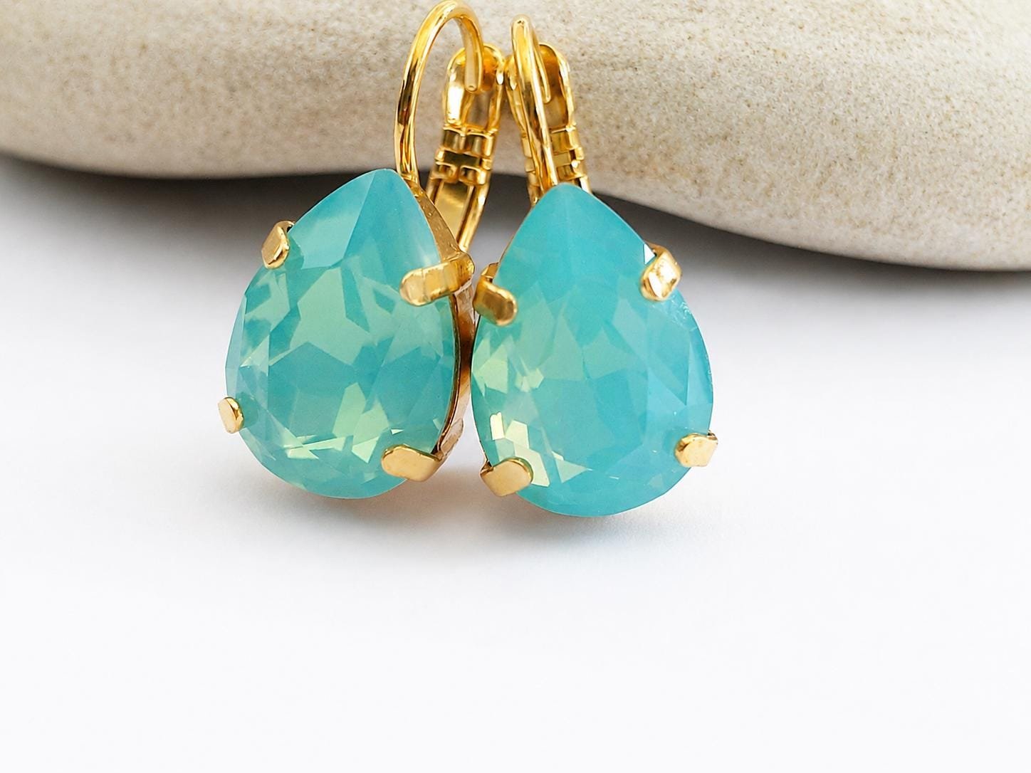 Pacific Opal Crystal Pear Teardrop Earrings | Swarovski Crystals