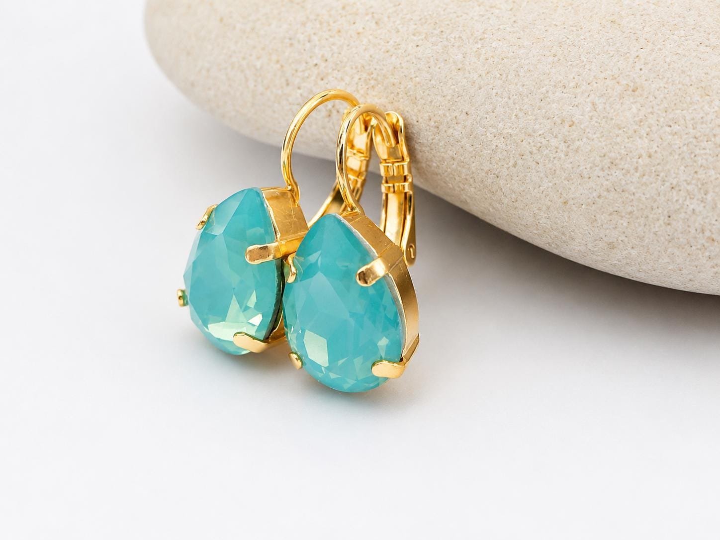 Pacific Opal Crystal Pear Teardrop Earrings | Swarovski Crystals