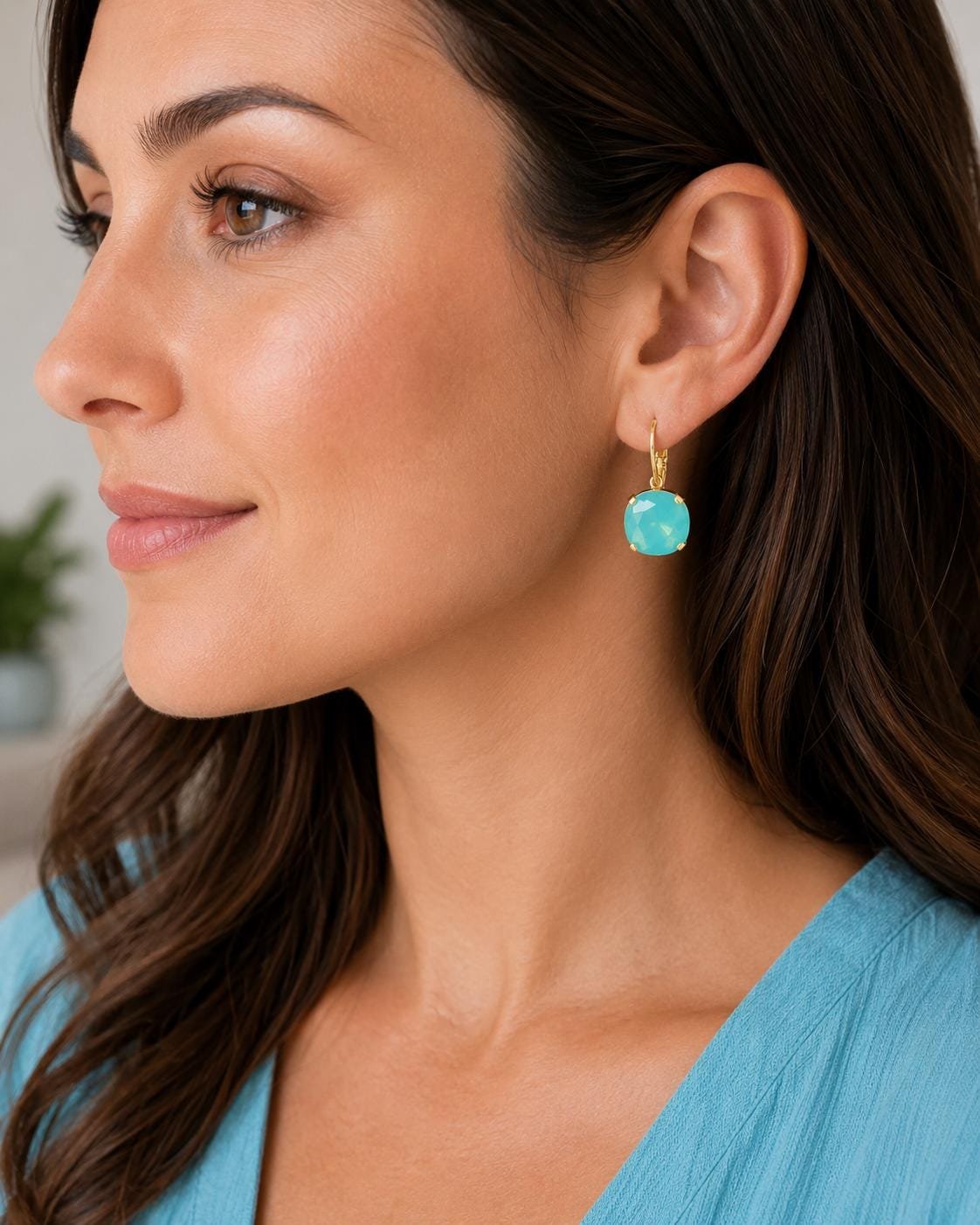 Pacific Opal Cushion Cut Earrings | Swarovski Crystal Jewellery