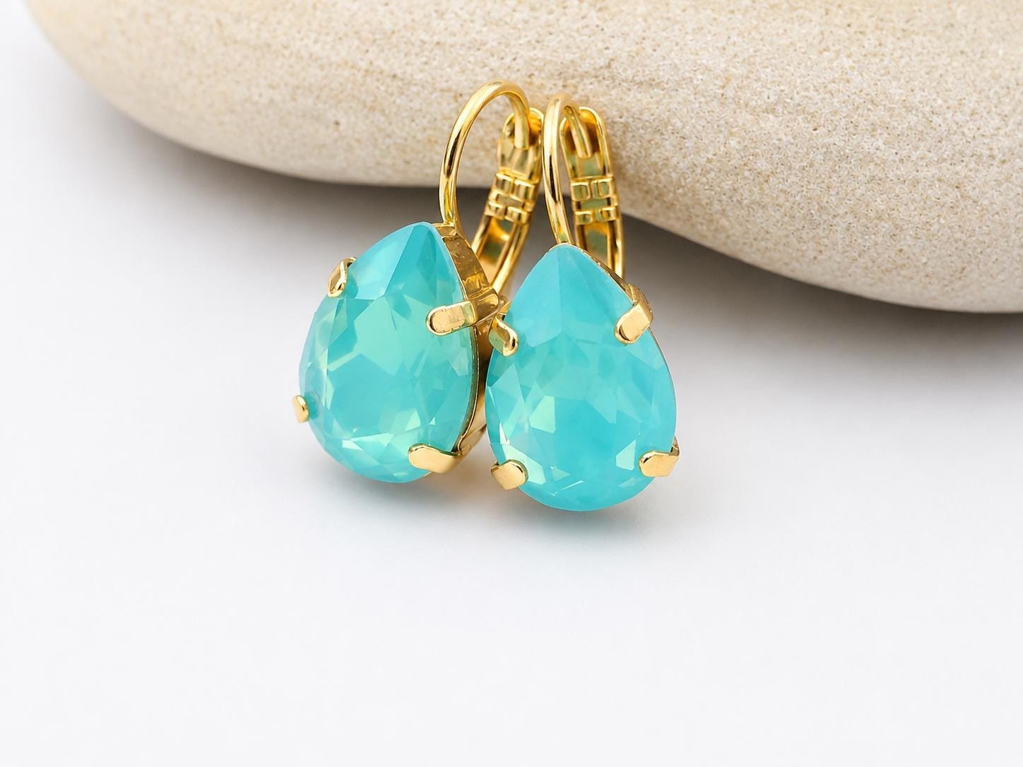 Pacific Opal Crystal Pear Teardrop Earrings | Swarovski Crystals