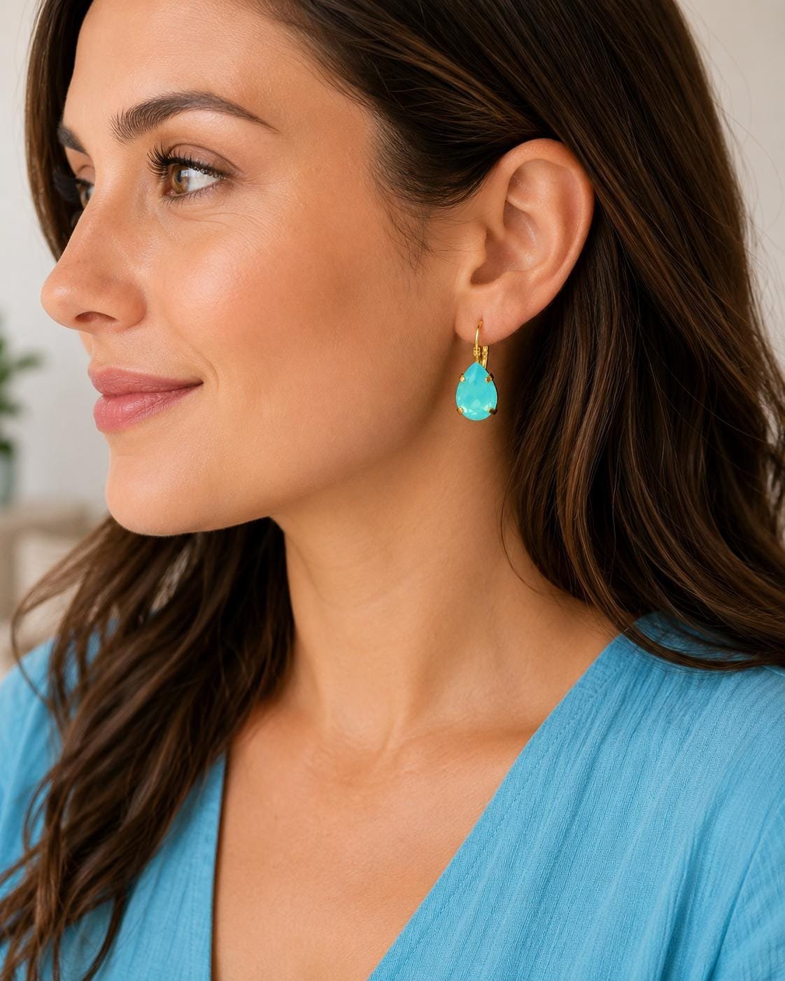 Pacific Opal Crystal Pear Teardrop Earrings | Swarovski Crystals