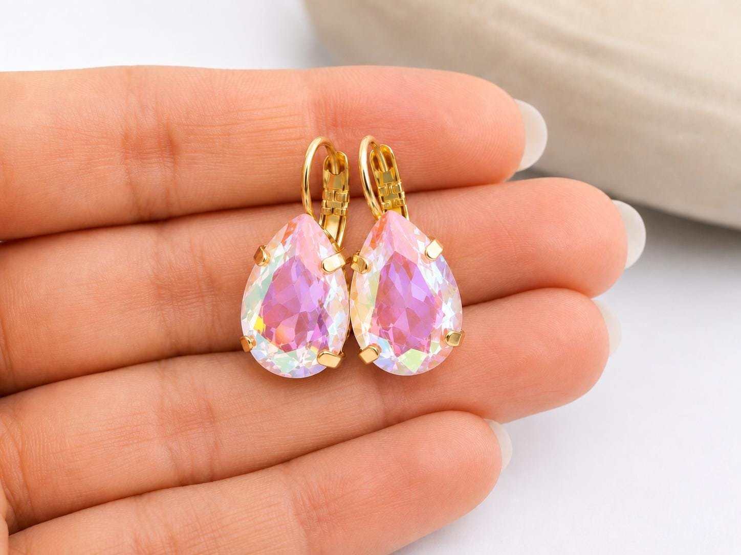 Crystal Teardrop Earrings | Swarovski Pear Dangle Earring Set