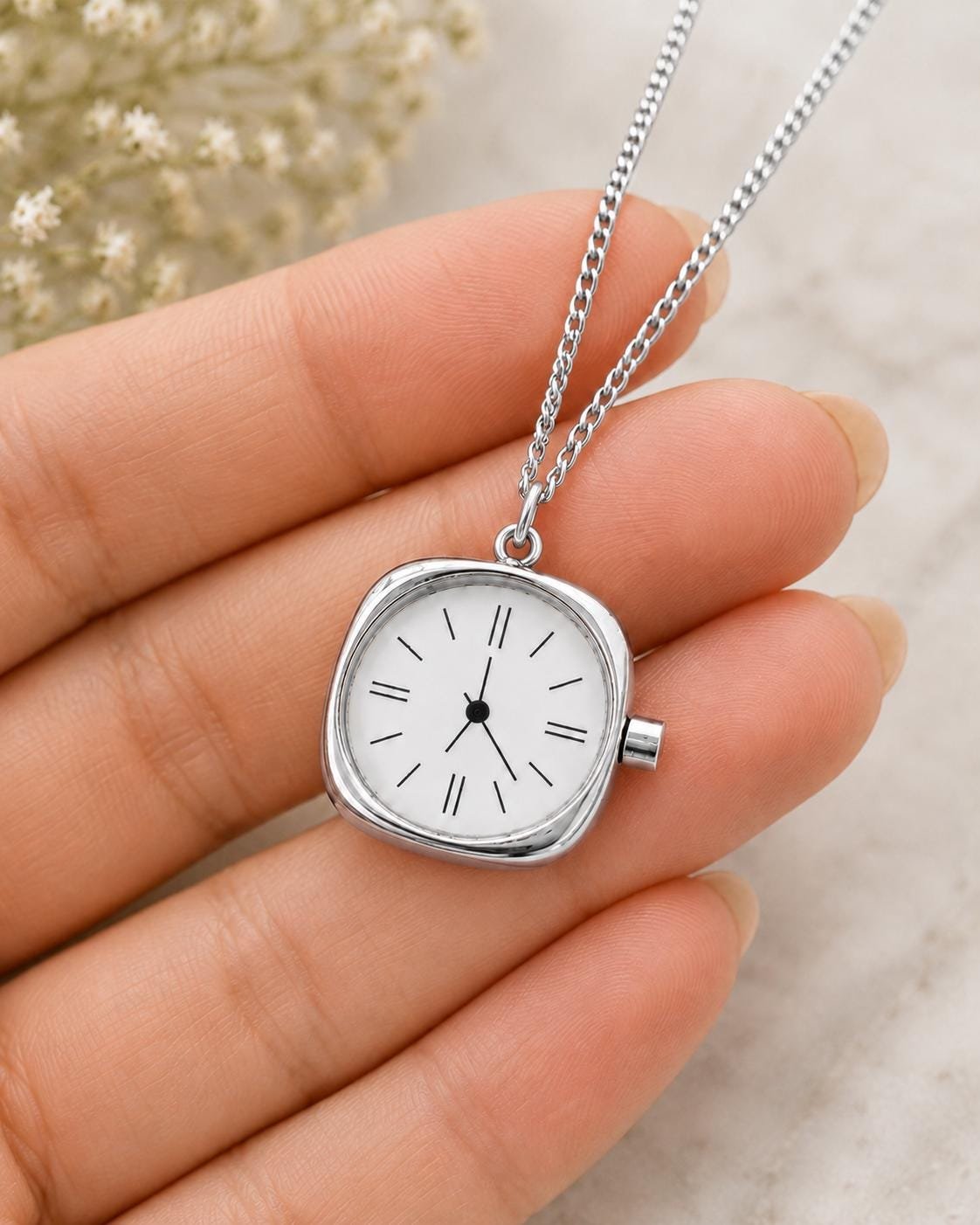 Watch Charm Necklace stainless steel