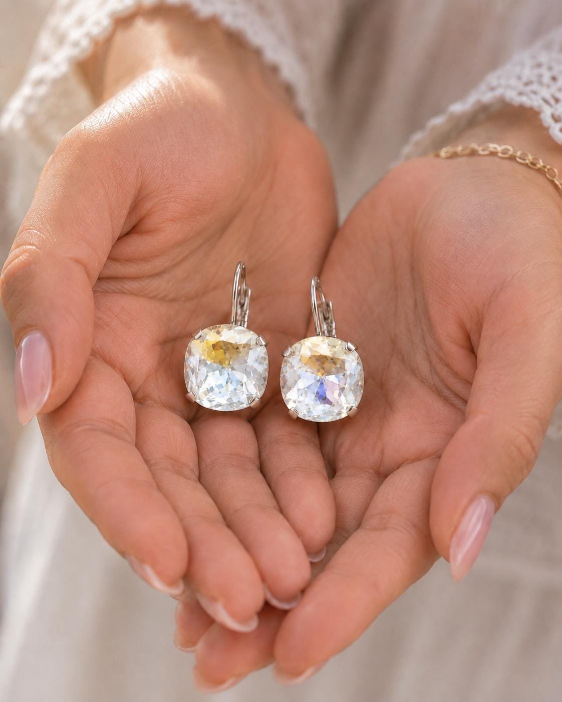 Cushion Cut Swarovski Crystal earrings