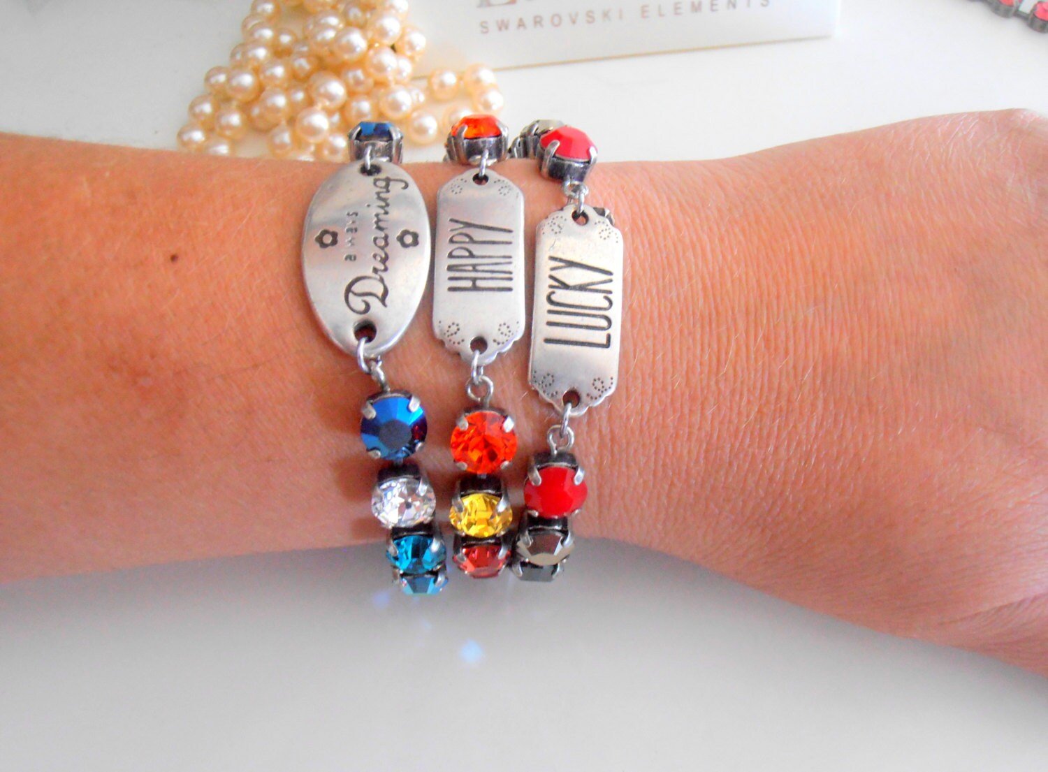 Multi-colors Wish Charm Bracelet with Crystal Chatons, Antique Silver Tennis Cup chain Jewelry, Mother's Day gift