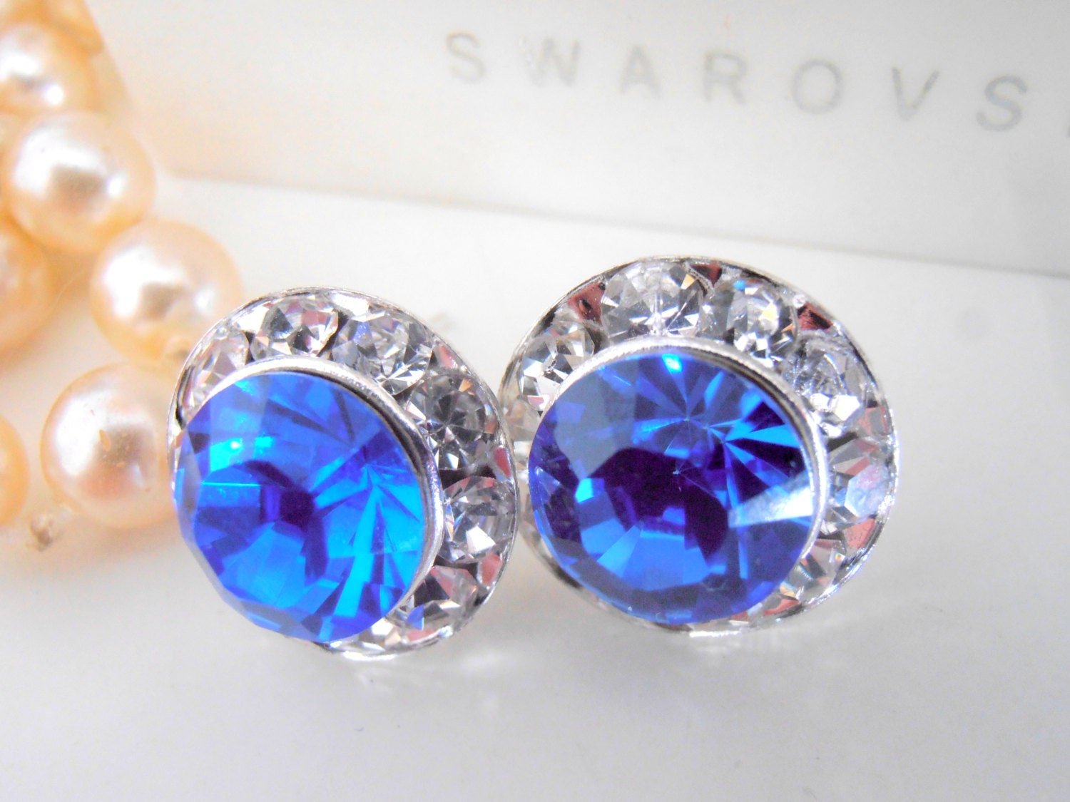 Sapphire Halo Stud Earrings | Bridesmaid Gift Ideas