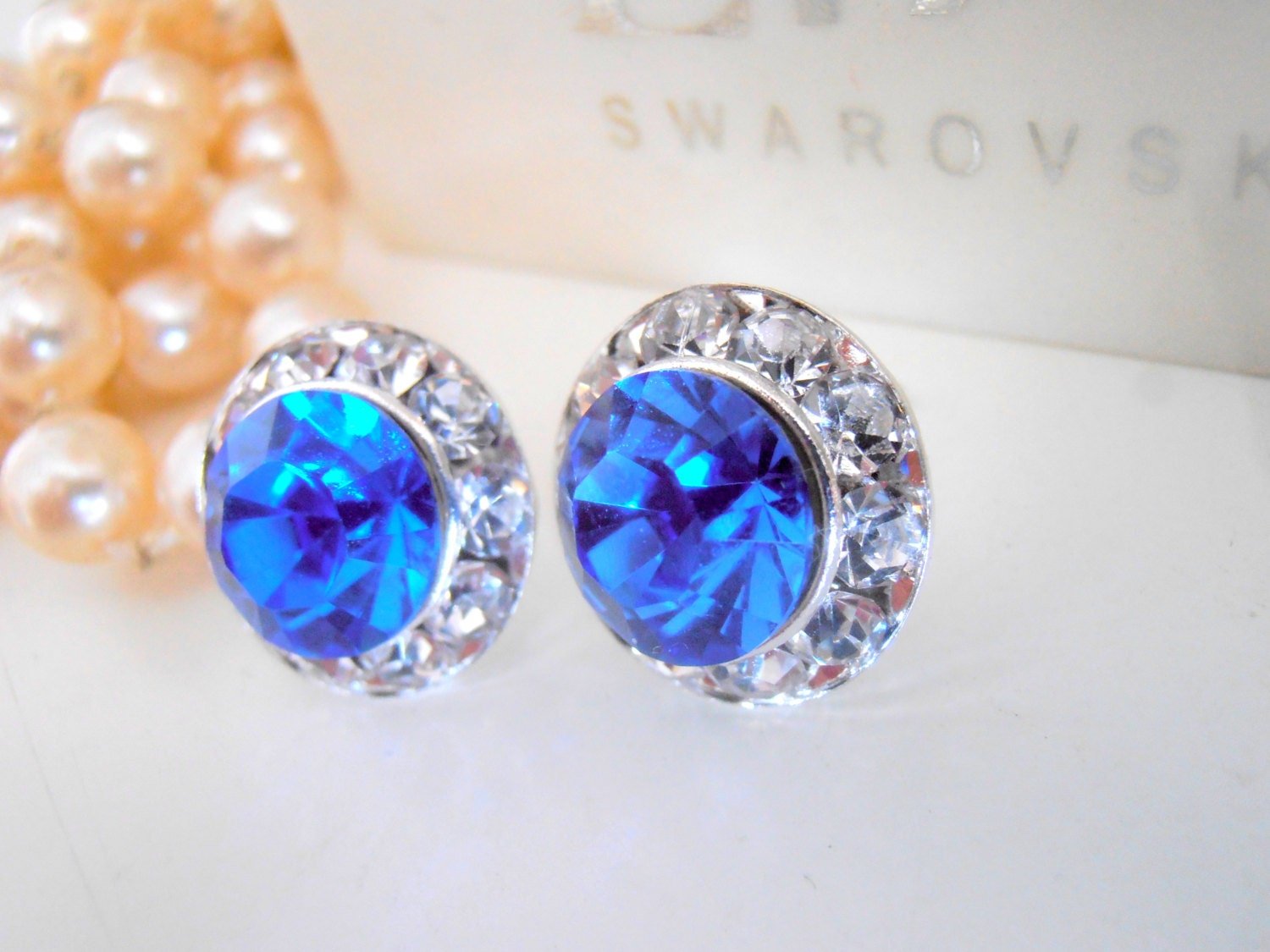 Sapphire Halo Stud Earrings | Bridesmaid Gift Ideas