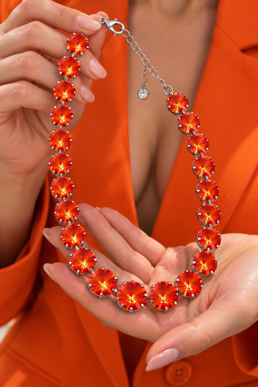 Orange Ignite Swarovski Crystal Necklace | Anna Wintour Style Jewelry