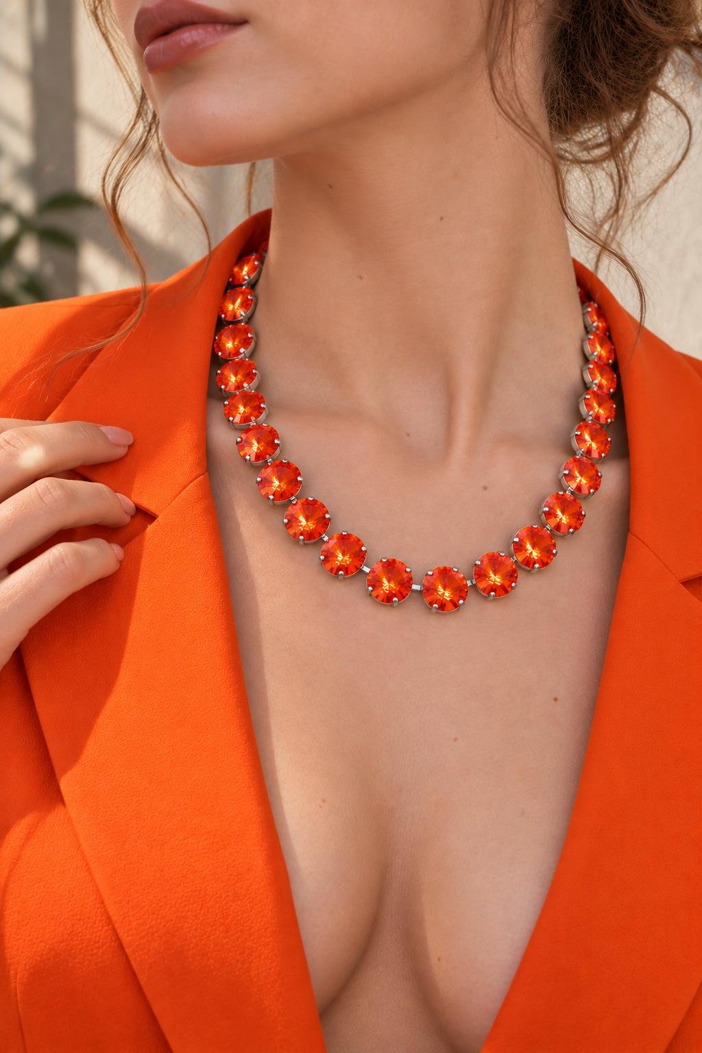 Orange Ignite Swarovski Crystal Necklace | Anna Wintour Style Jewelry