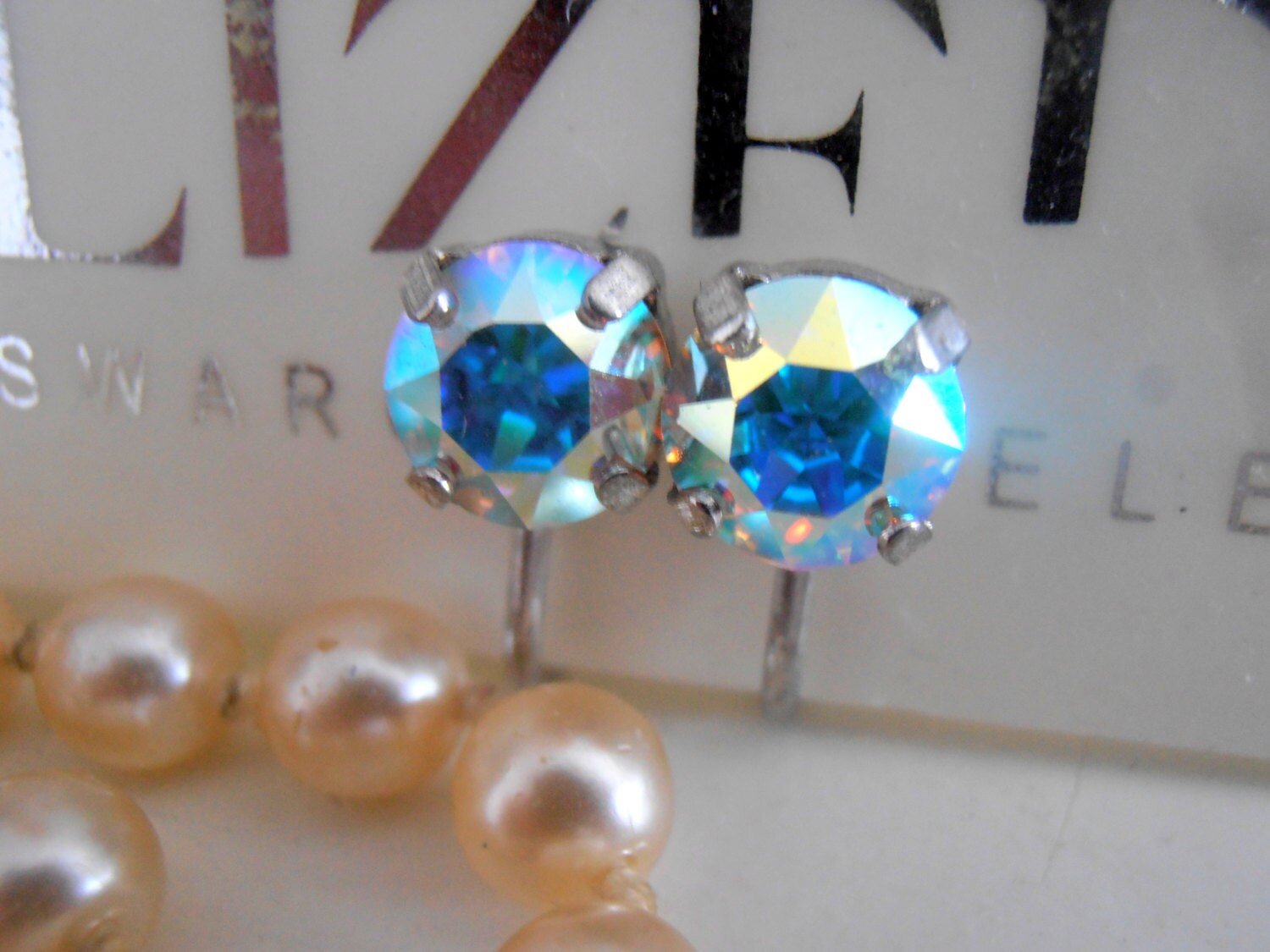 Clip on Earrings / Crystal Earring Clips /  Non pierced Aurora Borealis Clip Earrings for girls / Wedding / Bridal Studs